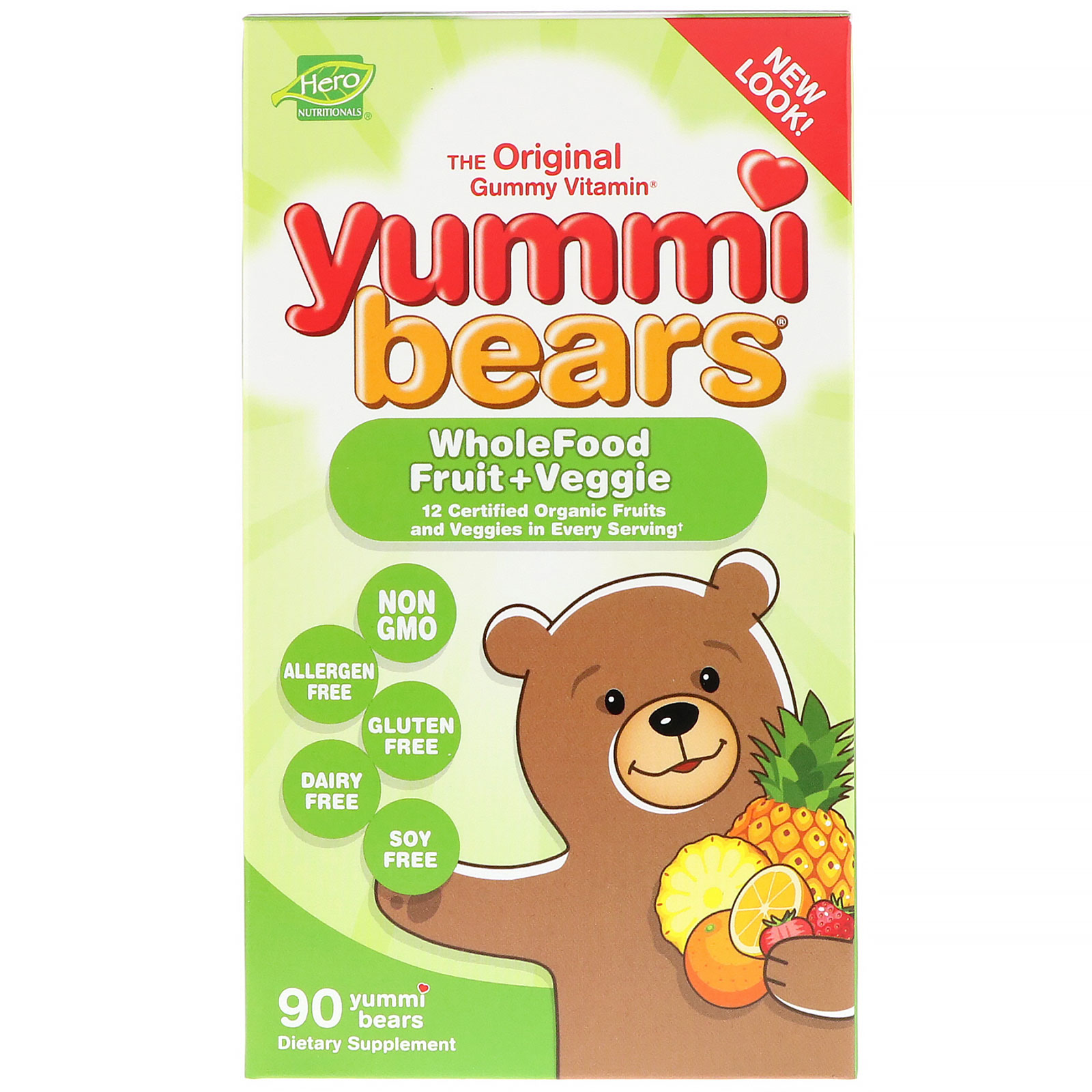Comprar Hero Nutritional Products, Yummi Bears, Wholefood Fruit + Veggie, 90 Gummy Bears