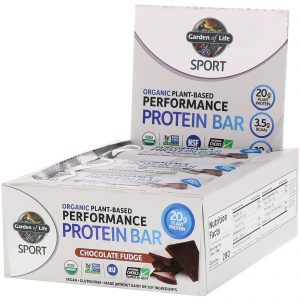 Comprar Garden of Life, Sport, Barra de Proteínas Orgânicas de Desempenho à Base de Plantas, Fudge de Chocolate, 12 Barras, 75 g (2,7 oz) Cada