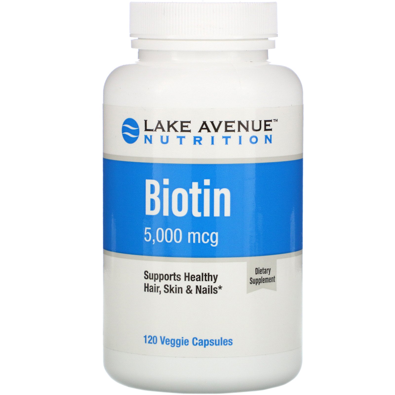 Comprar Lake Avenue Nutrition, Biotina, 5.000 mcg, 120 Cápsulas Vegetais