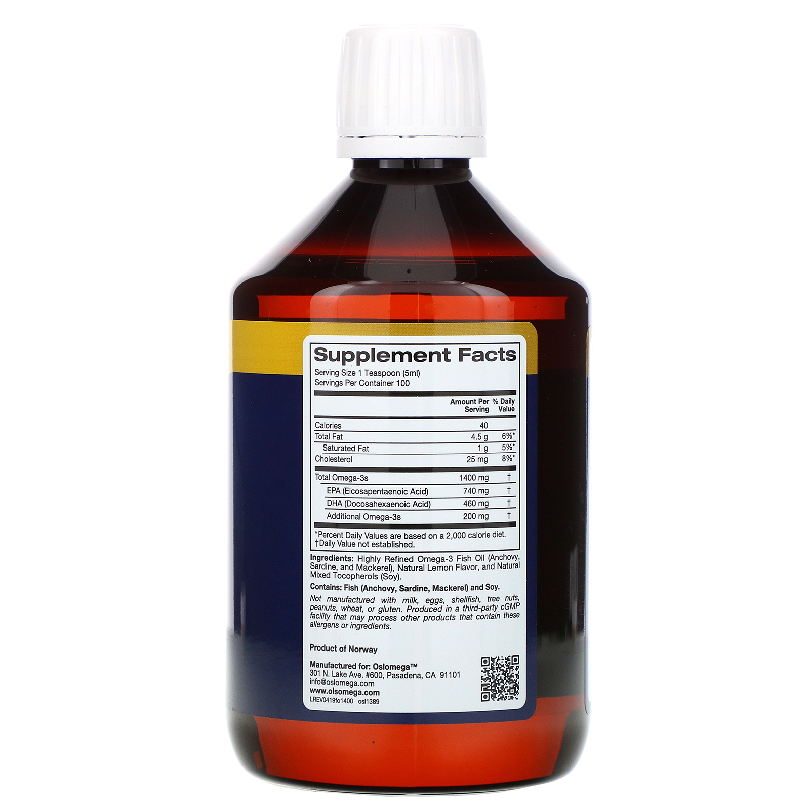 Comprar Oslomega, Óleo de Peixe com Ômega-3 da Noruega, Sabor Natural de Limão, 500 ml (16,9 fl oz) - Imagem 2
