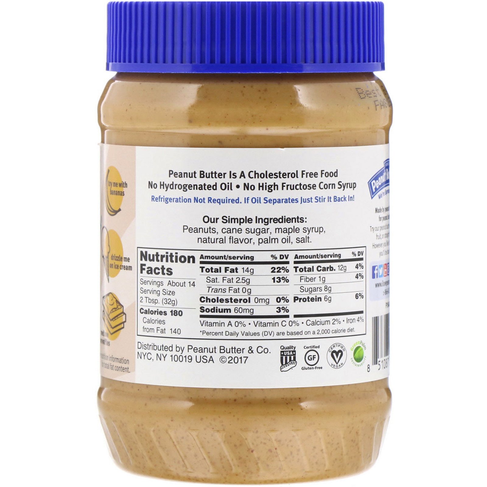 Comprar Peanut Butter & Co., Mighty Maple, Manteiga de Amendoim Misturada com Delicioso Xarope de Bordo, 454 g (16 oz) - Imagem 2