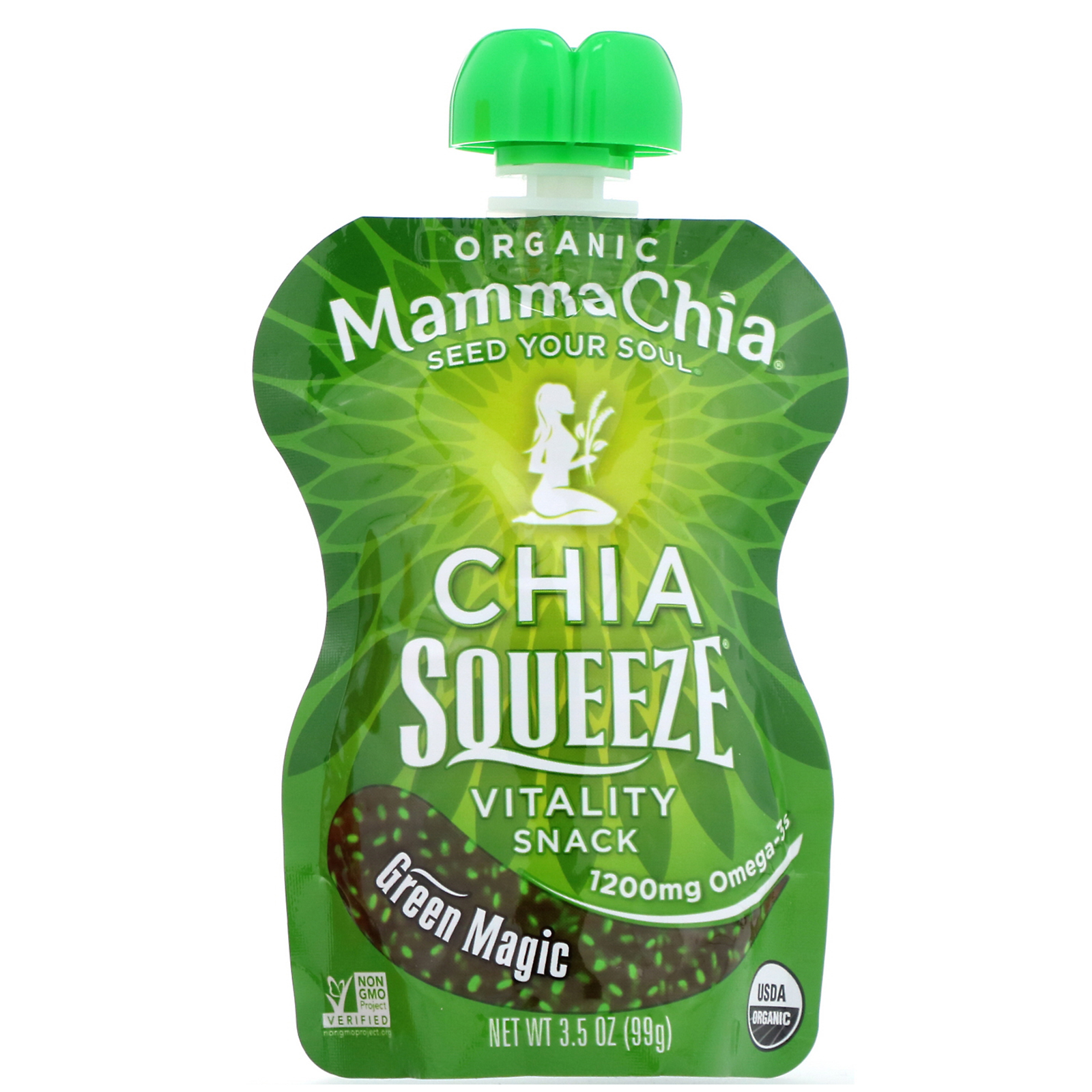 Comprar Mamma Chia, Organic Chia Squeeze, Vitality Snack, Green Magic, 8 Squeezes, 3.5 oz (99 g) Each - Imagem 3
