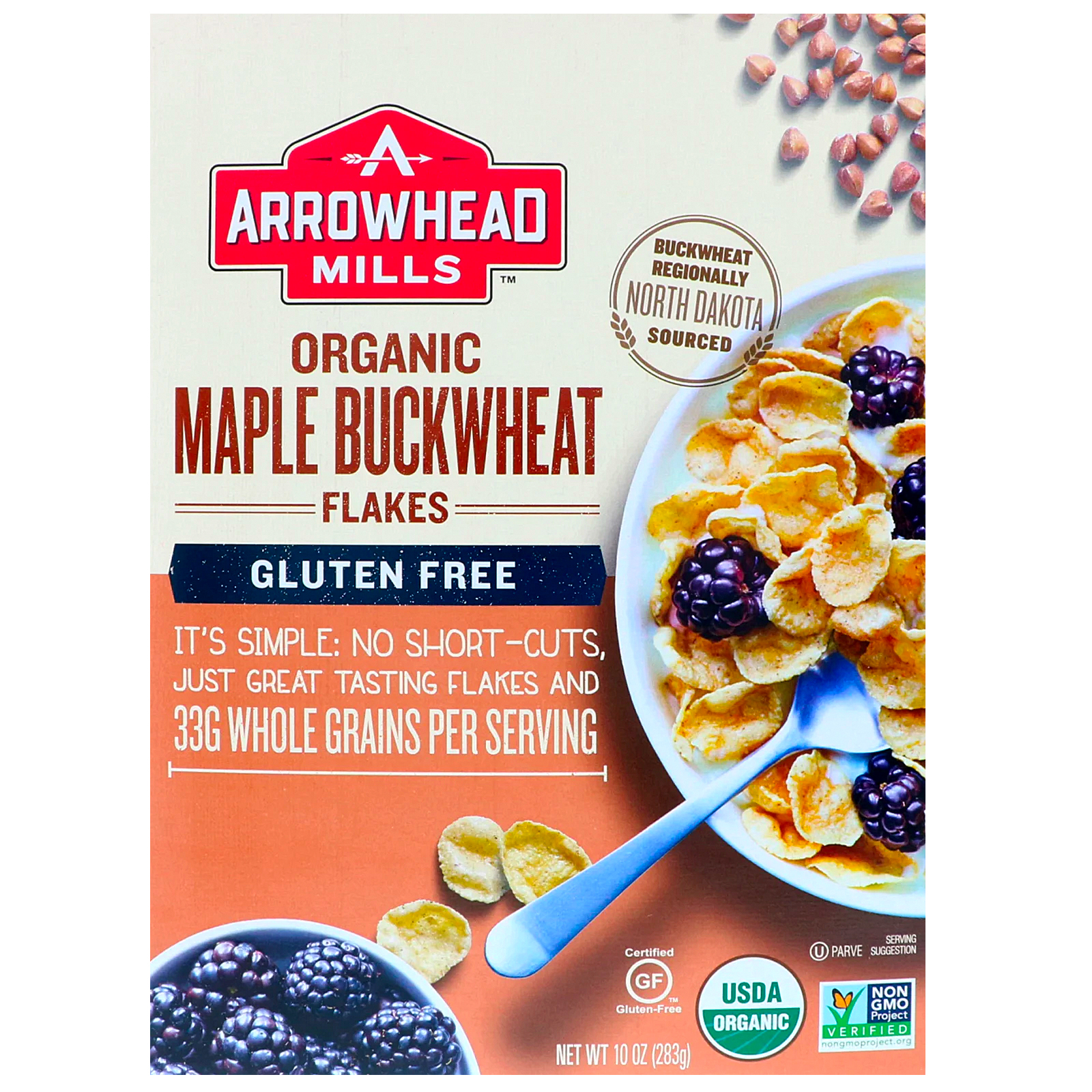 Comprar Arrowhead Mills, Flocos de Trigo sarraceno Orgânico À Base de Ácer, Sem Glúten, 10 oz (283 g)