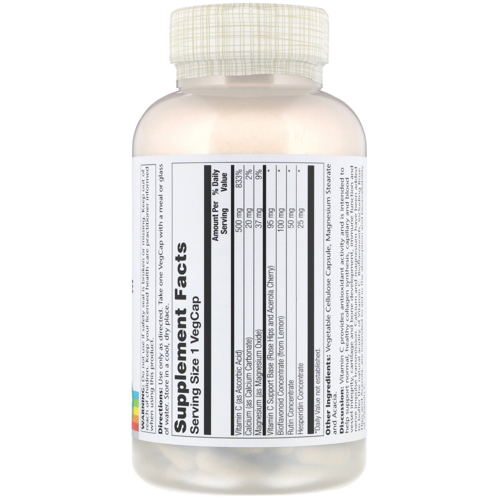 Comprar Solaray, Vitamina C com Concentrado Bioflavonoide, 500 mg, 250 Cápsulas Vegetais - Imagem 2