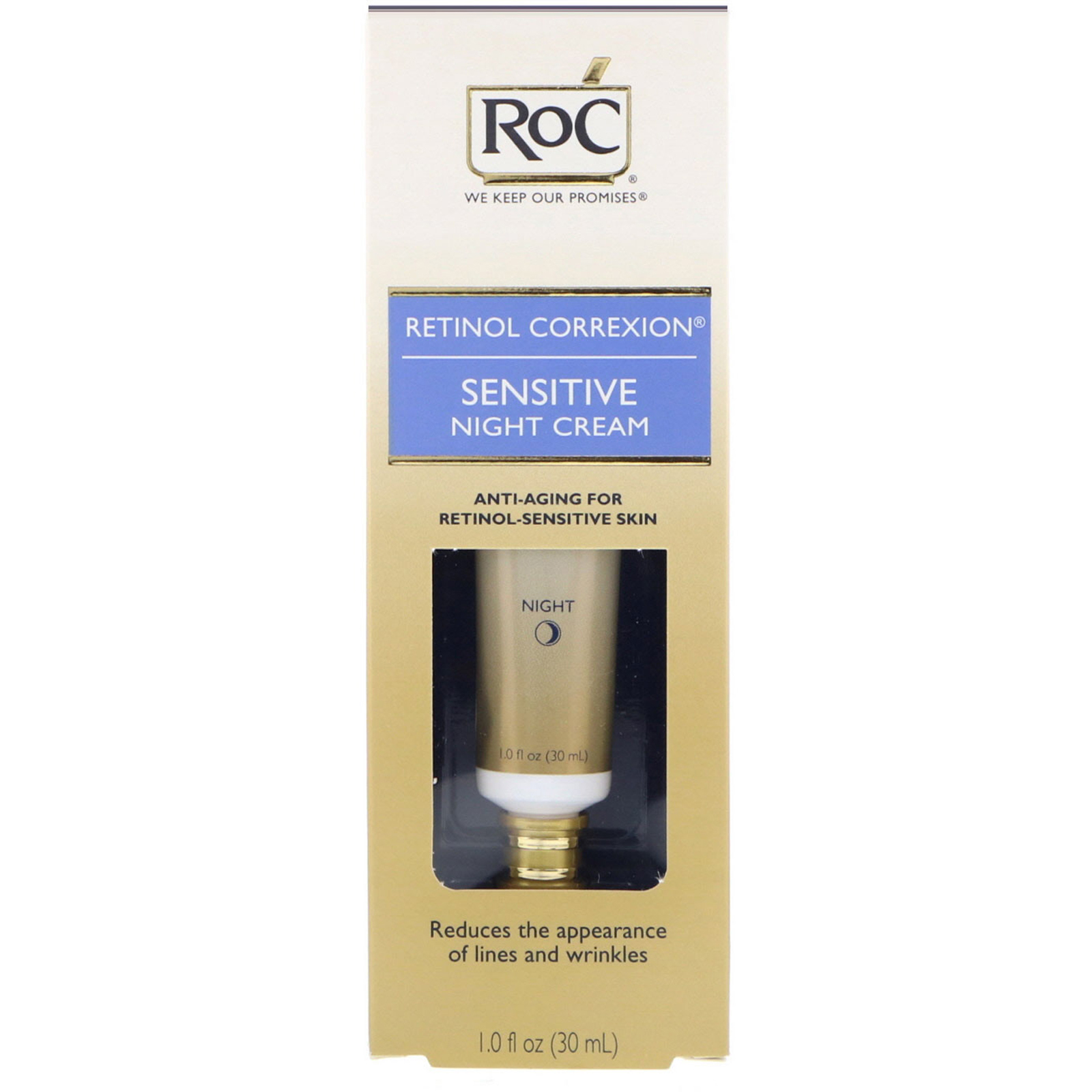 Comprar RoC, Correção com Retinol, Creme Noturno para Peles Sensíveis, 1,0 oz fl (30 ml) - Imagem 2