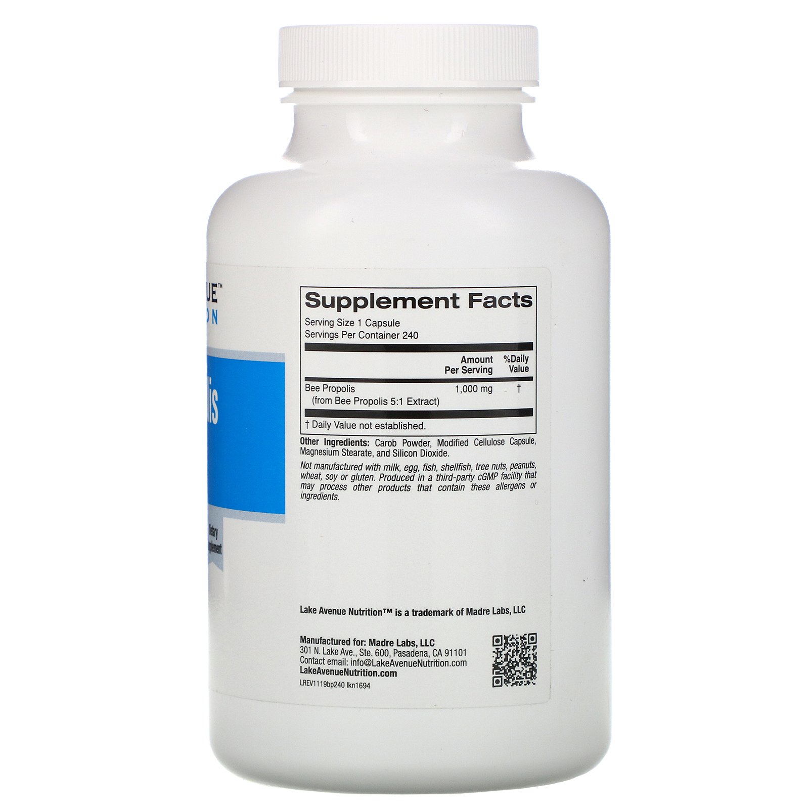 Comprar Lake Avenue Nutrition, Bee Propolis, 5:1 Extract, 1,000 mg, 240 Veggie Capsules - Imagem 2