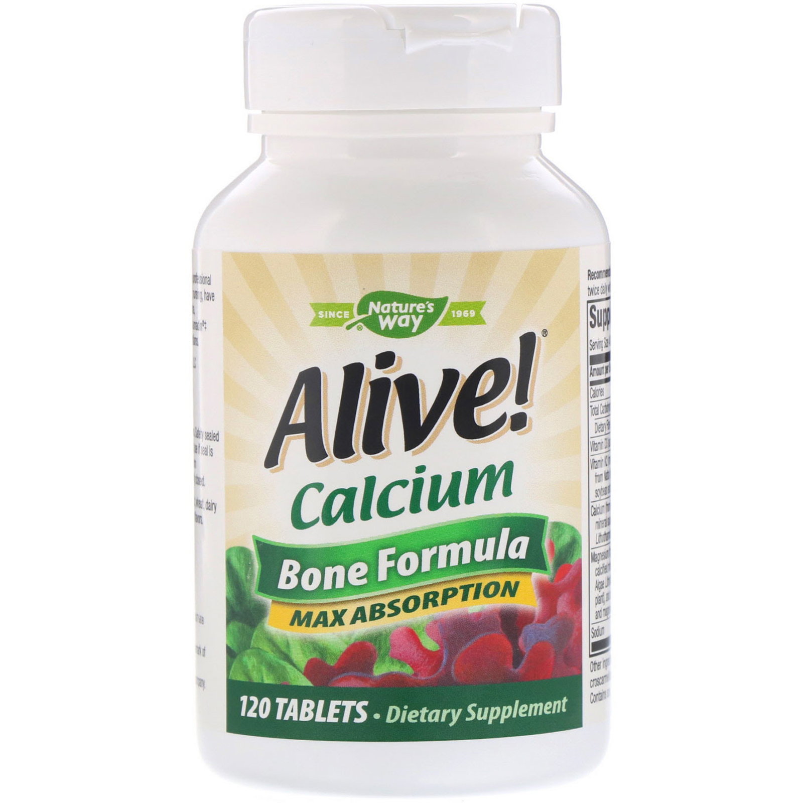 Comprar Nature's Way, Alive!, Cálcio, Fórmula Óssea, 1.300 mg, 120 Comprimidos - Imagem 3