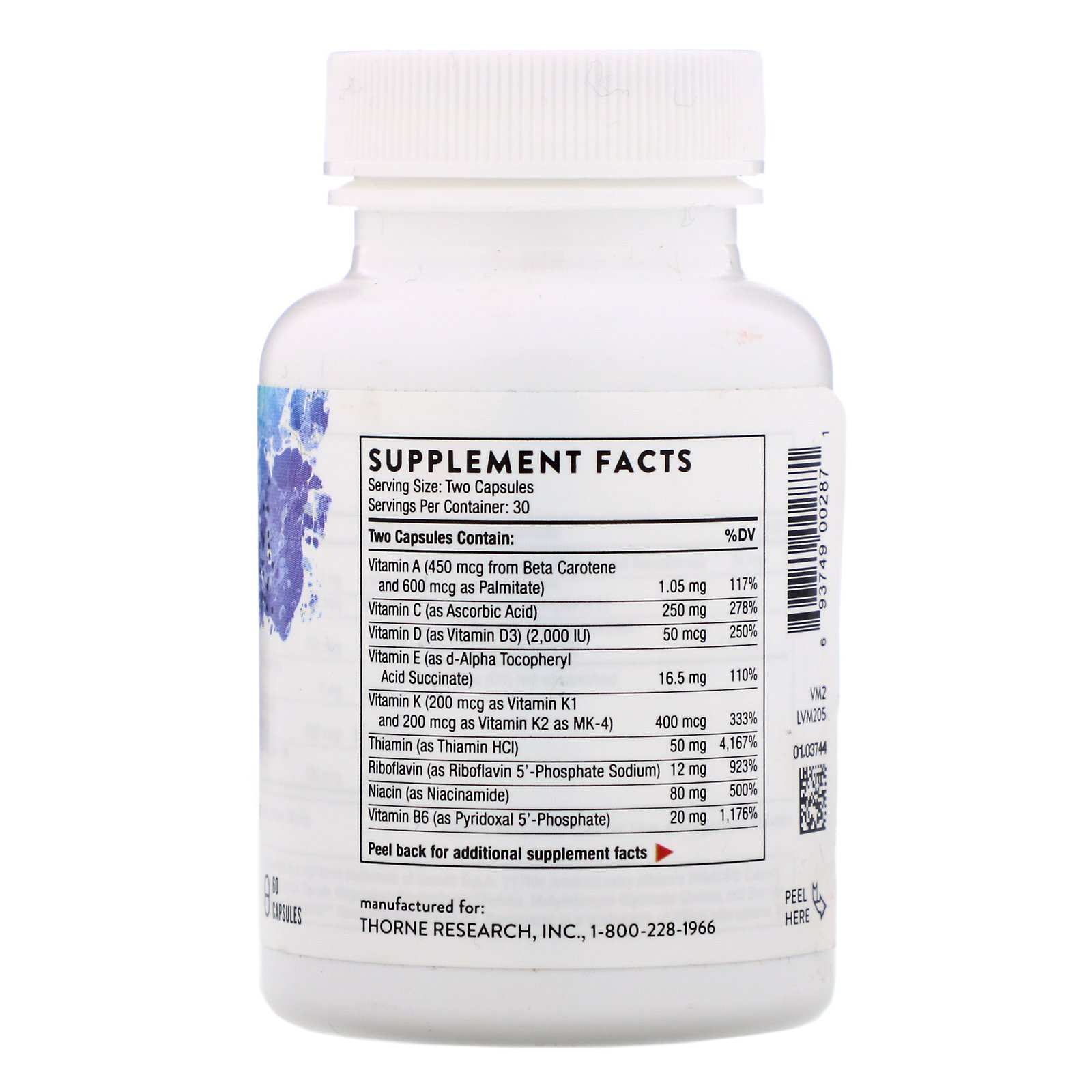 Comprar Thorne Research, Basic Nutrients 2/Day, Com Certificação da NSF para Esportes, 60 Cápsulas - Imagem 2