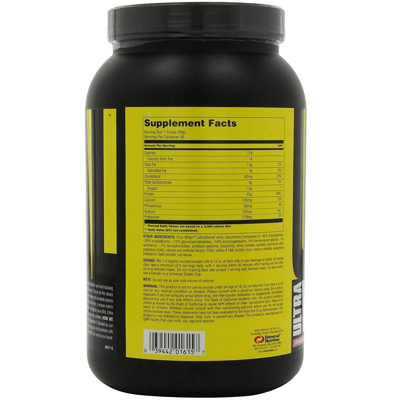 Comprar Universal Nutrition Ultra Whey Pro Morango Banana 2 lbs (909 g) - Imagem 2