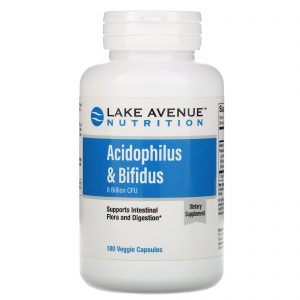 Comprar Lake Avenue Nutrition, Acidophilus & Bifidus, Mistura Probiótica, 8 Bilhões de UFC, 180 Cápsulas Vegetais