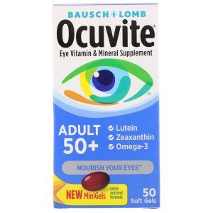 Comprar Bausch & Lomb, Ocuvite, Adultos Acima de 50 Anos, Vitamina e Suplemento Mineral Para os Olhos, 50 Cápsulas Softgel