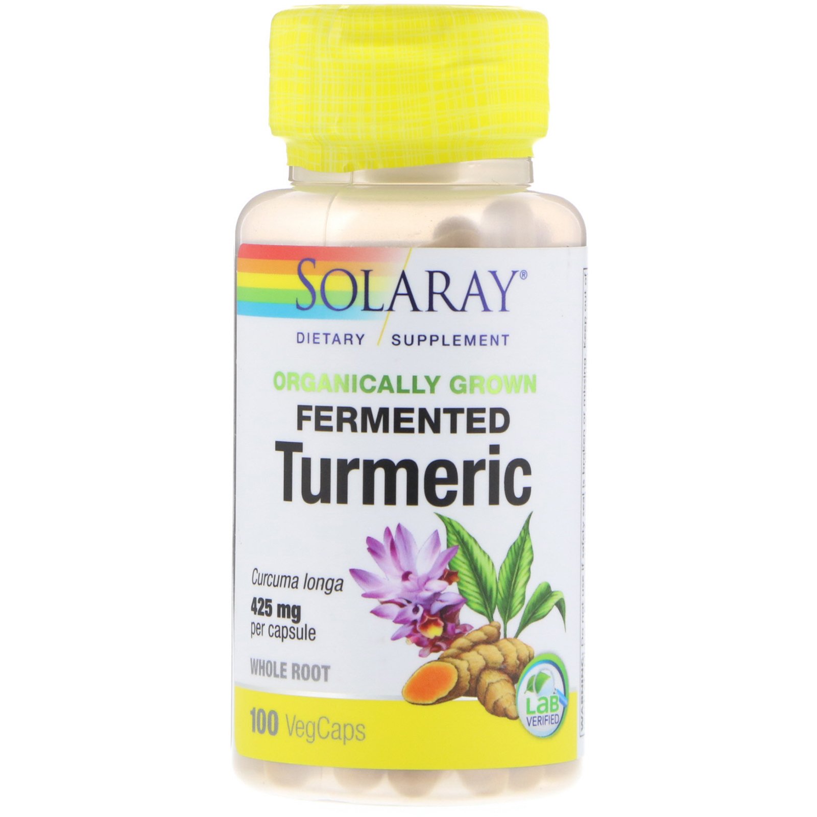 Comprar Solaray, Cúrcuma Fermentada Orgânica, 100 cápsulas vegetais