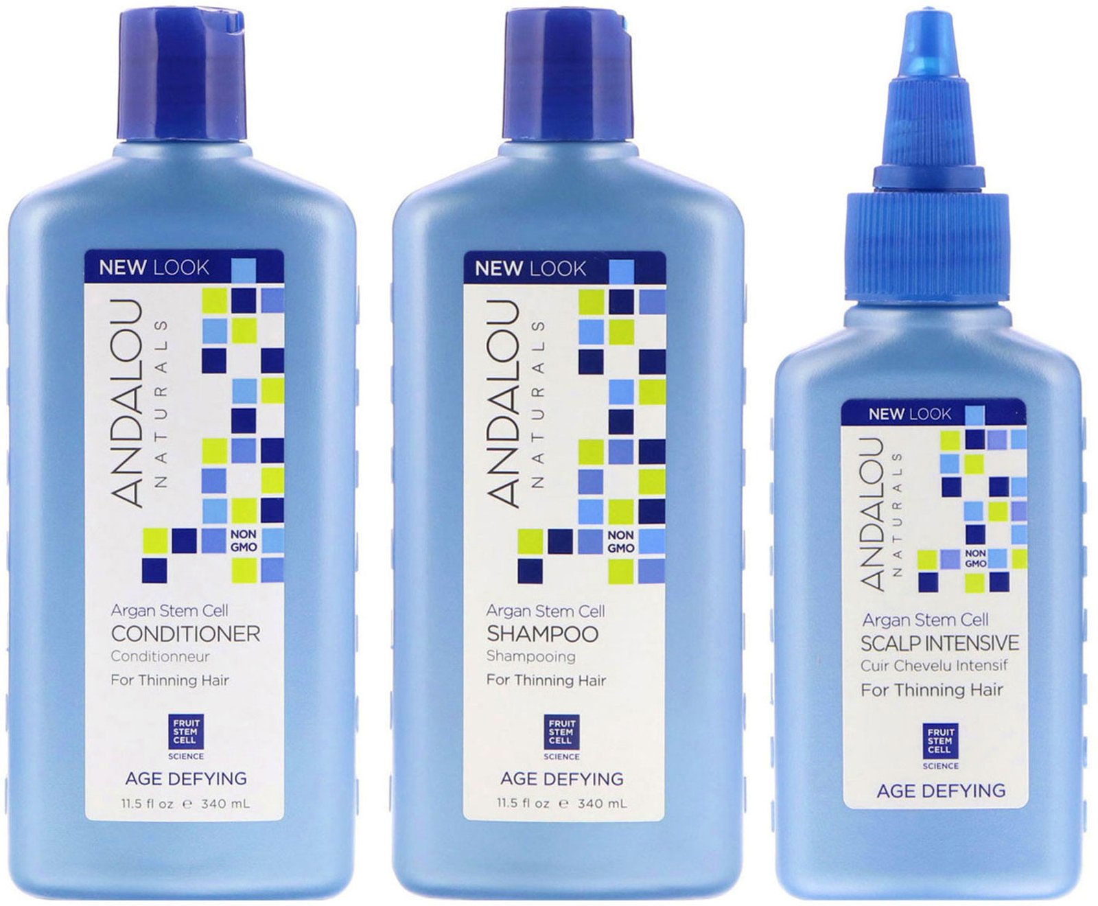 Comprar Andalou Naturals, Células-tronco de Argan, Tratamento para Queda de Cabelos, Rejuvenescedor, Kit com 3 Produtos