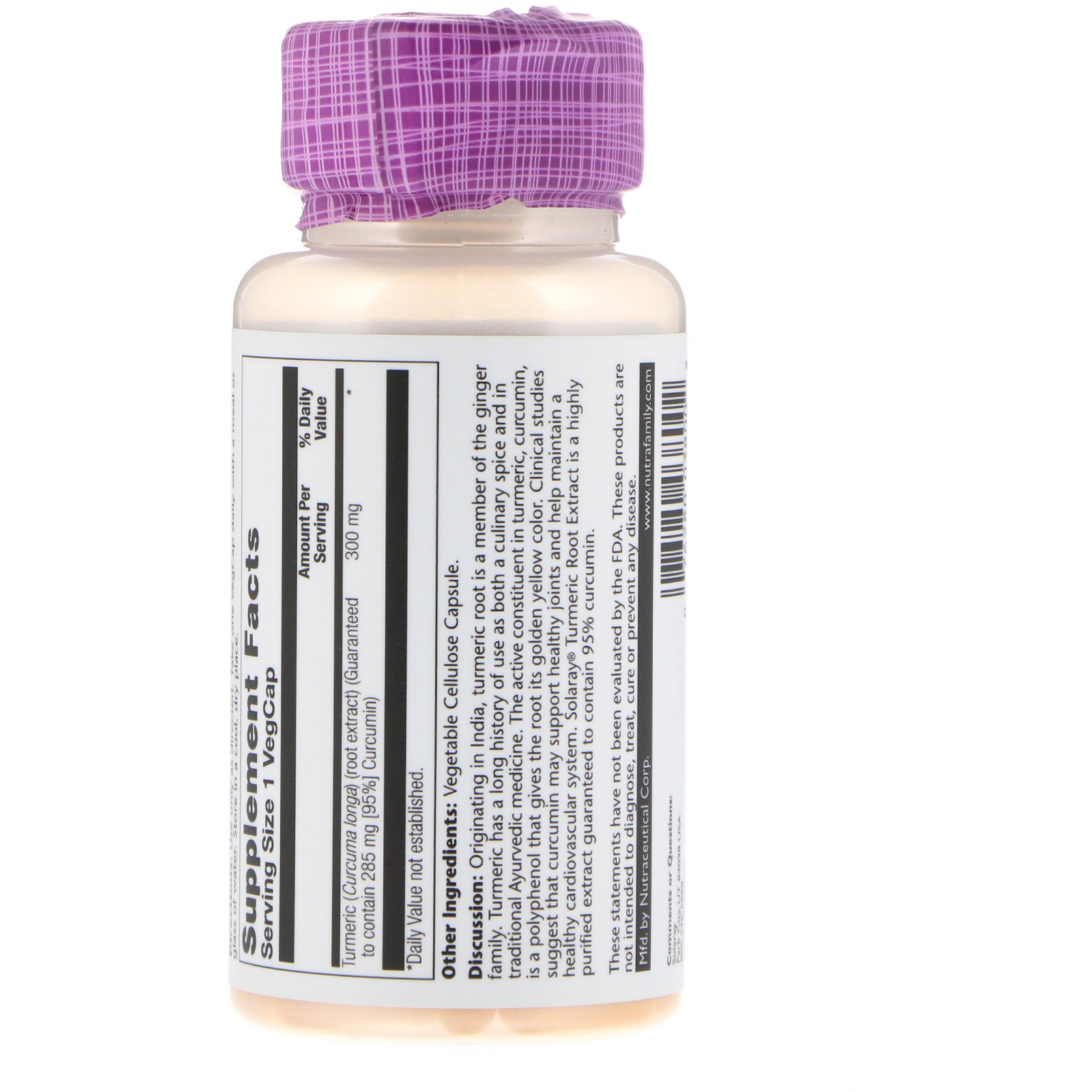 Comprar Solaray, Extrato de Cúrcuma, 300mg, 60 cápsulas vegetais - Imagem 2