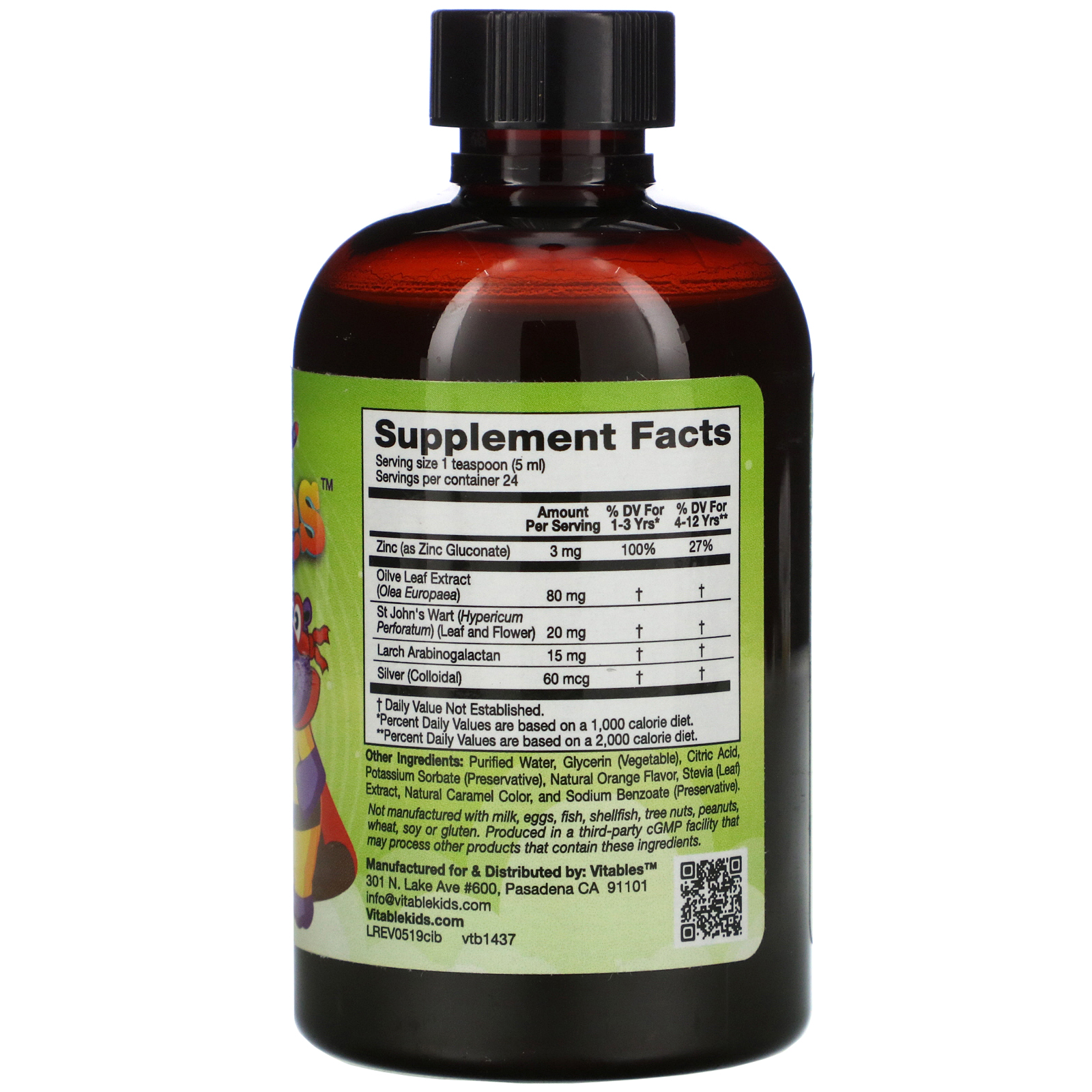 Comprar Vitables, Mistura Líquida para Imunidade Para Crianças, Sem Álcool, Sabor de Laranja, 120 ml (4 fl oz) - Imagem 2