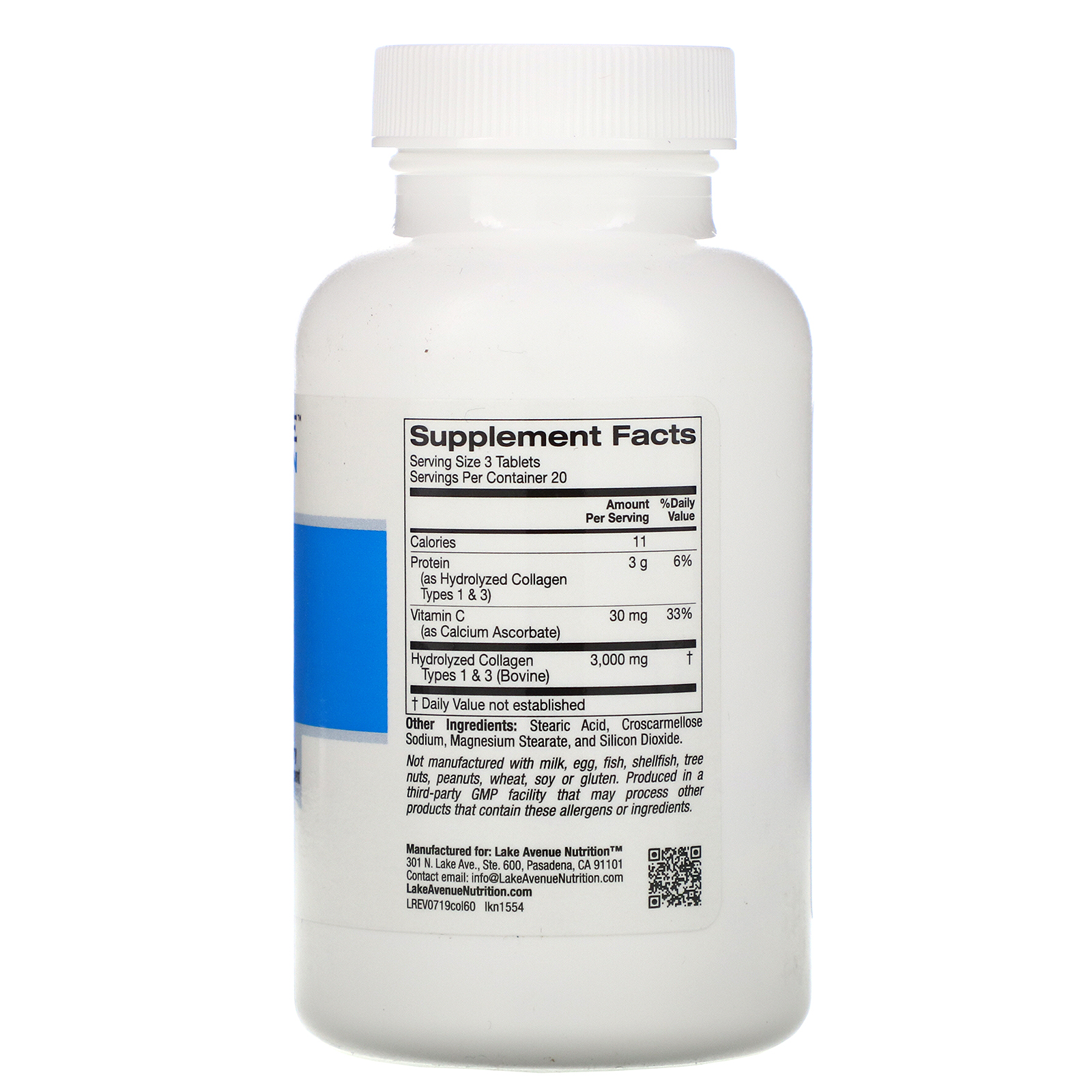Comprar Lake Avenue Nutrition, Hydrolyzed Collagen Type 1 & 3, 1,000 mg, 60 Tablets - Imagem 2