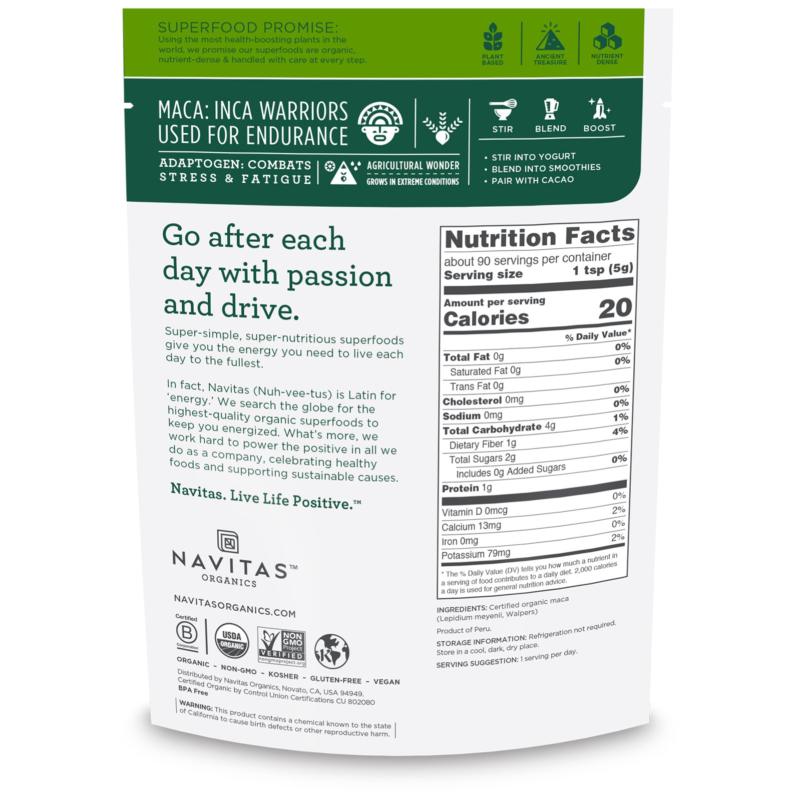 Comprar Navitas Organics, Maca em Pó Orgânica, 454 g (16 oz) - Imagem 2