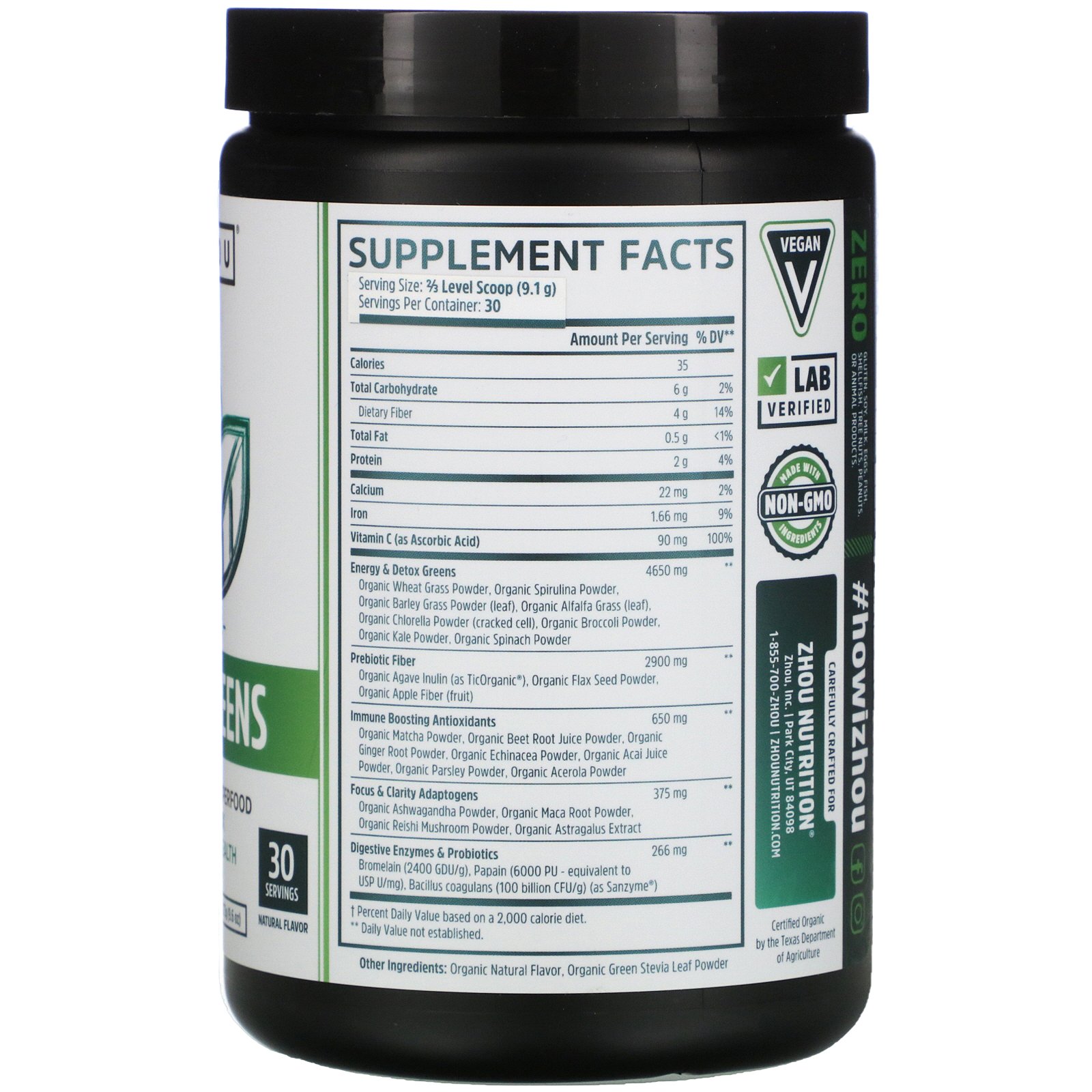 Comprar Zhou Nutrition, Organic Deep Greens, 9.6 oz (273 g) - Imagem 2