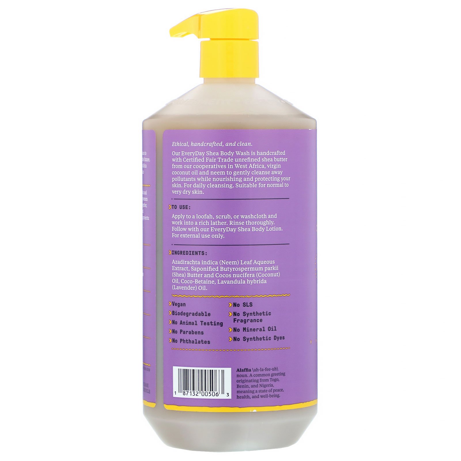 Comprar Alaffia, Everyday Shea, Body Wash, Normal to Very Dry Skin, Lavender, 32 fl oz (950 ml) - Imagem 2