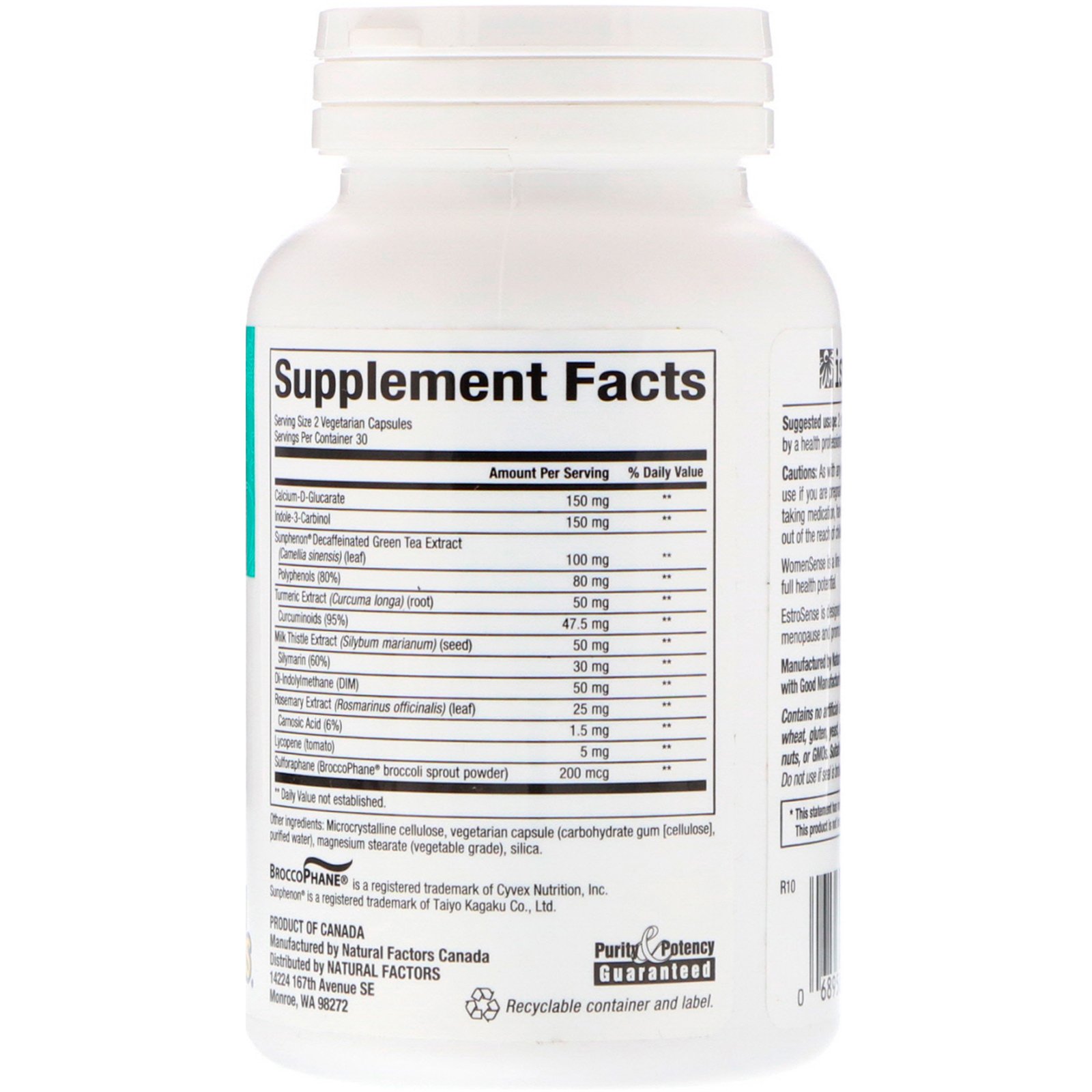 Comprar Natural Factors, WomenSense, EstroSense, Equilíbrio Hormonal, 60 Cápsulas Vegetarianas - Imagem 2
