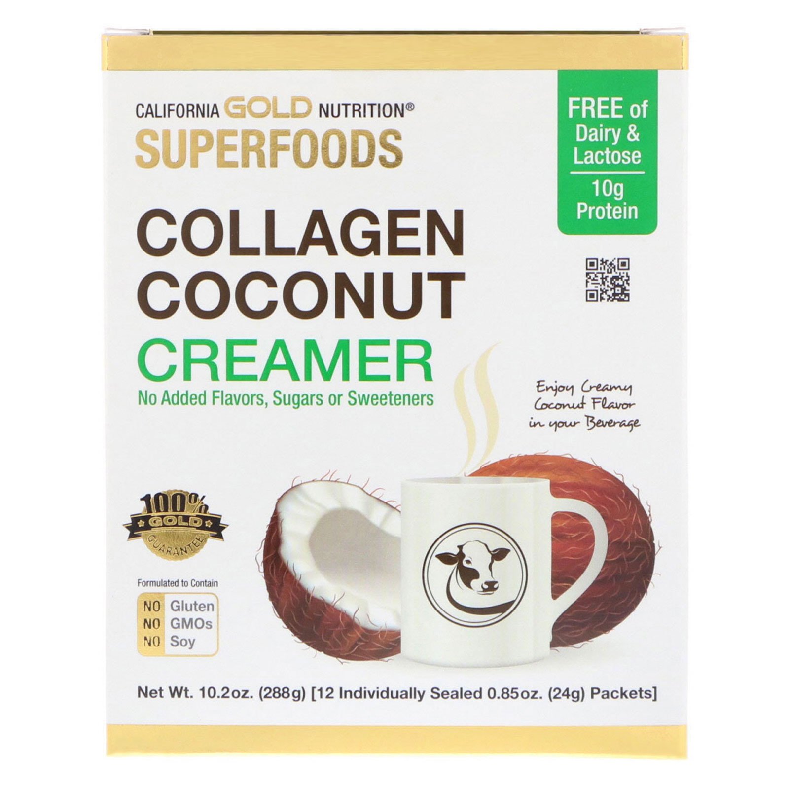 Comprar California Gold Nutrition, Superfoods, Creme de Coco com Colágeno, Sem Açúcar, 12 Pacotes de 0,85 oz (24 g) cada