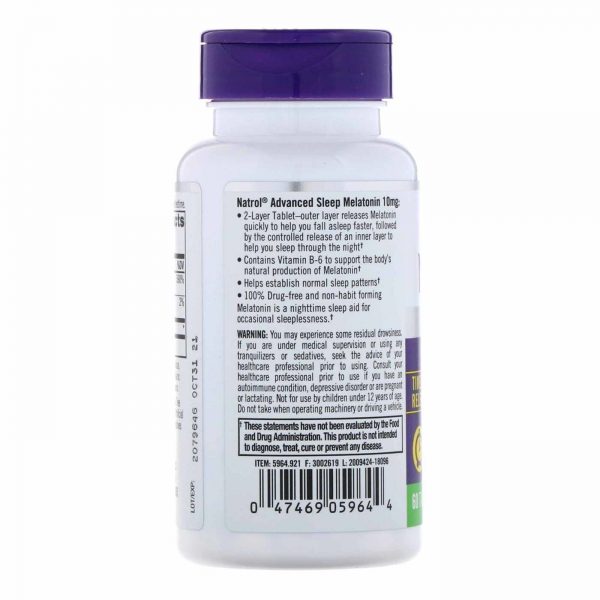 Comprar Natrol Melatonina Fórmula Avançada do sono 10mg - 60 Tabletes - Imagem 5