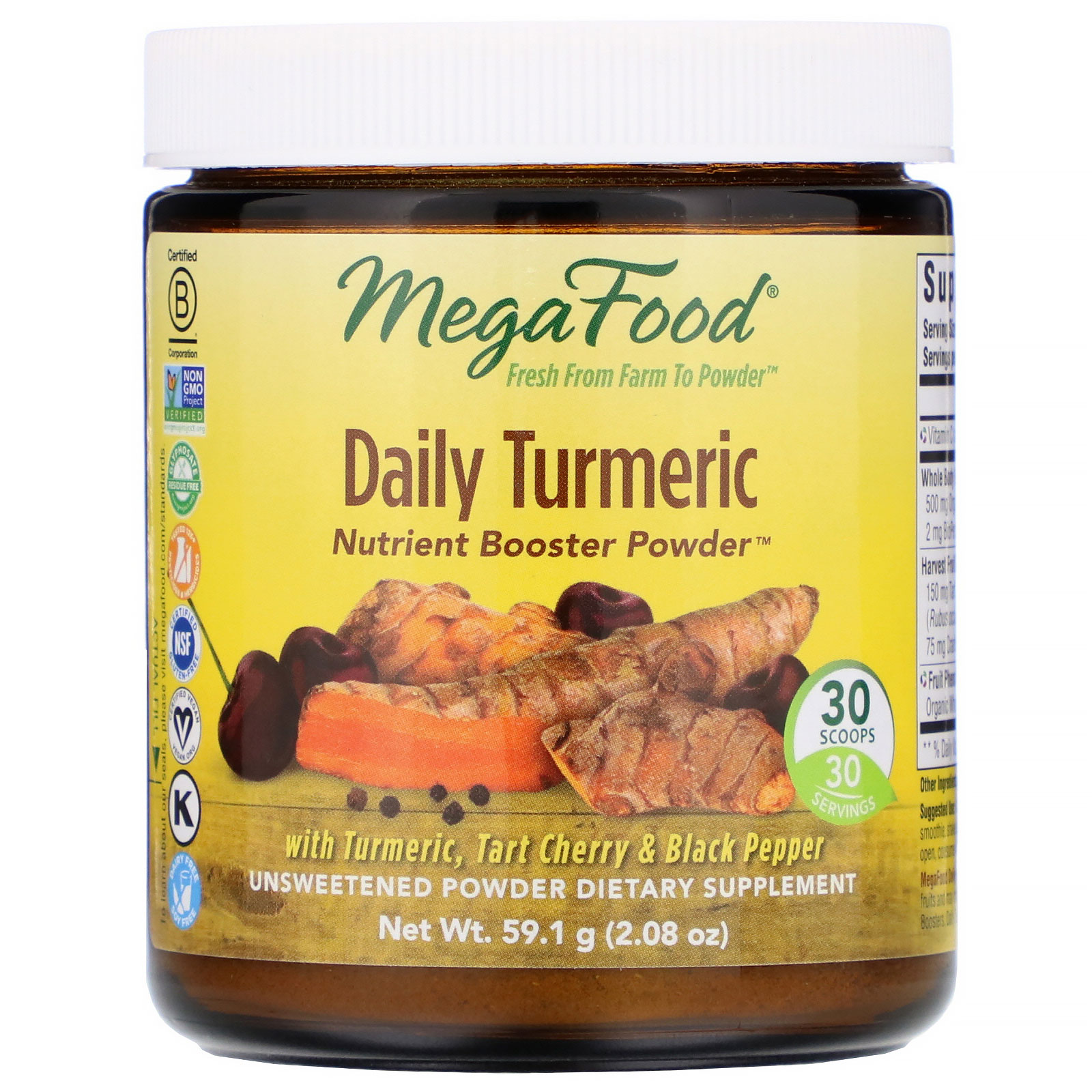 Comprar MegaFood, Daily Turmeric, Nutrient Booster Powder, Unsweetened, 2.08 oz (59.1 g)
