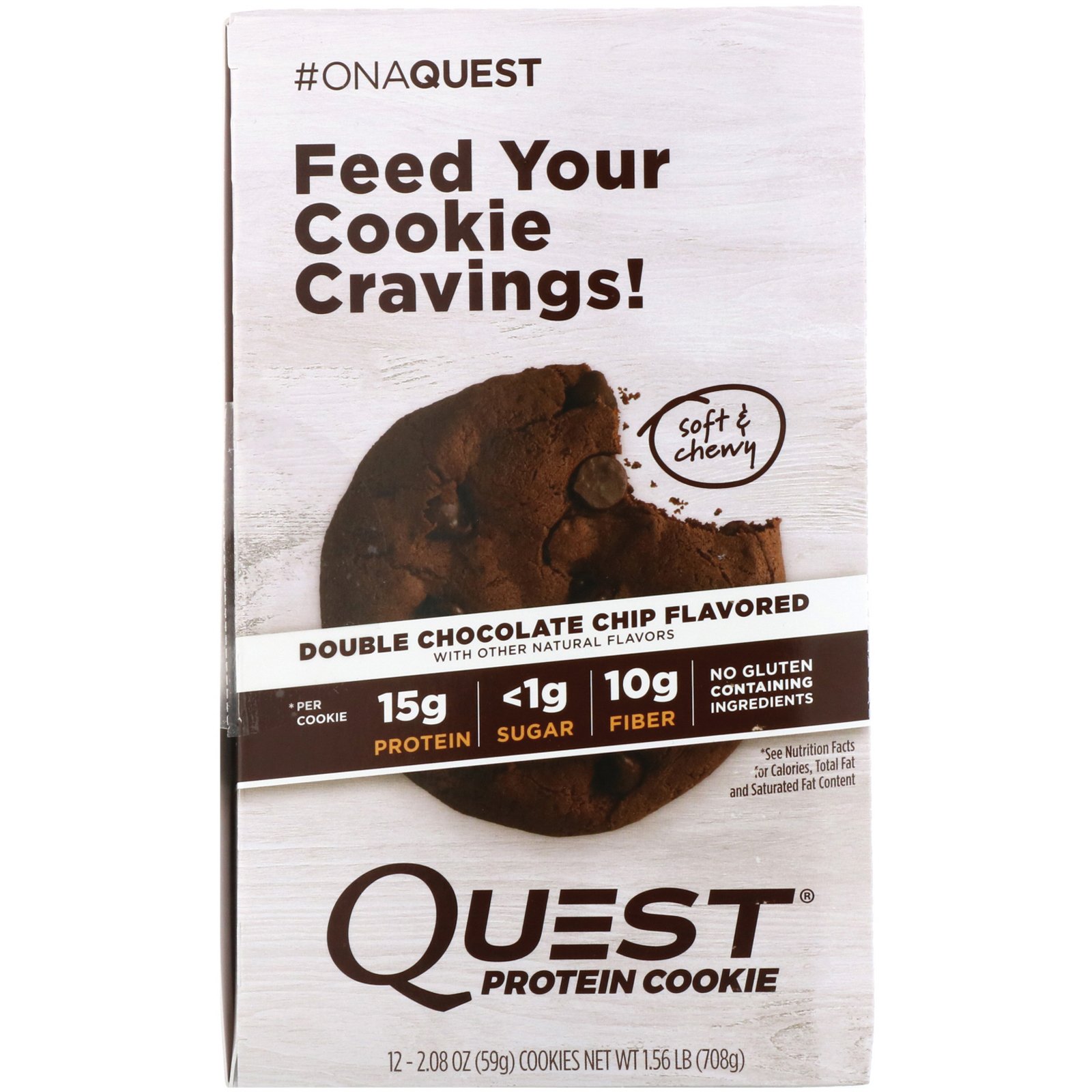Comprar Quest Nutrition, Biscoito de Proteínas, Gotas de Chocolate Intenso, 12 Pacotes, 59 g (2,08 oz) Cada - Imagem 2
