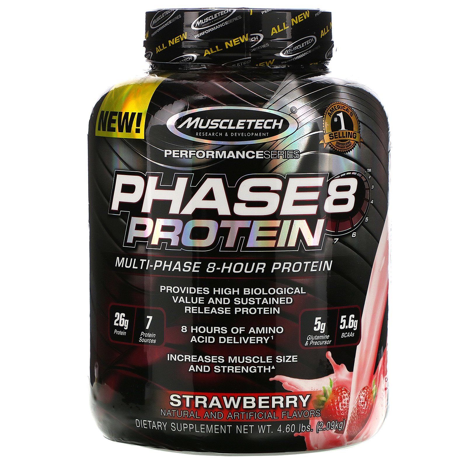Comprar Muscletech, Performance Series, Phase8, Proteína Multifásica de 8 horas, Morango, 2,09 kg (4,60 lb)