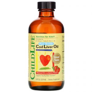 Comprar ChildLife, Óleo de Fígado de Bacalhau, Sabor Natural de Morango, 237 ml (8 oz)