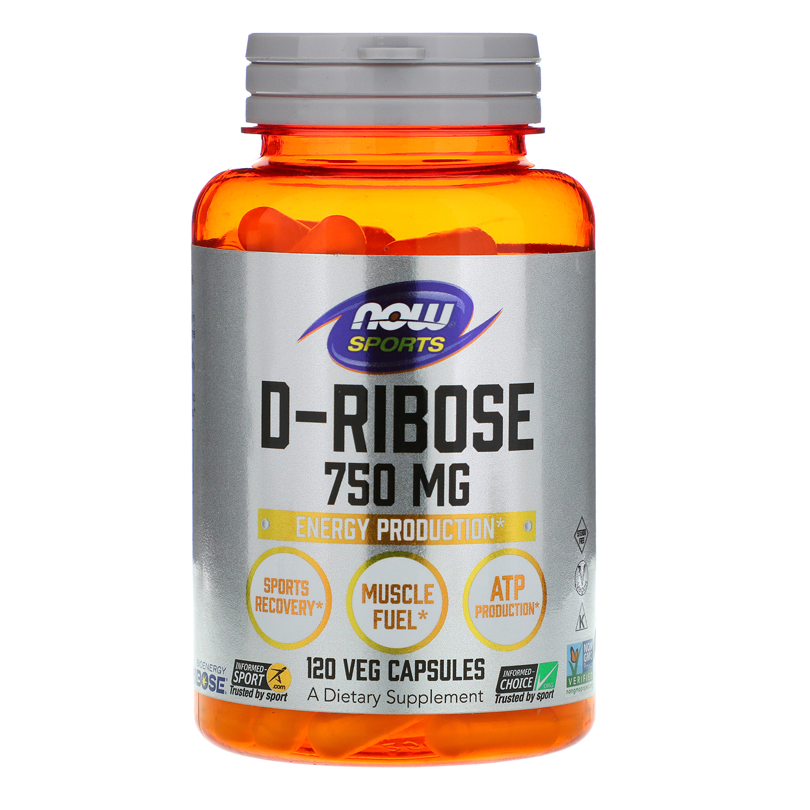 Comprar Now Foods, Sports, D-Ribose, 750 mg, 120 Cápsulas Vegetarianas