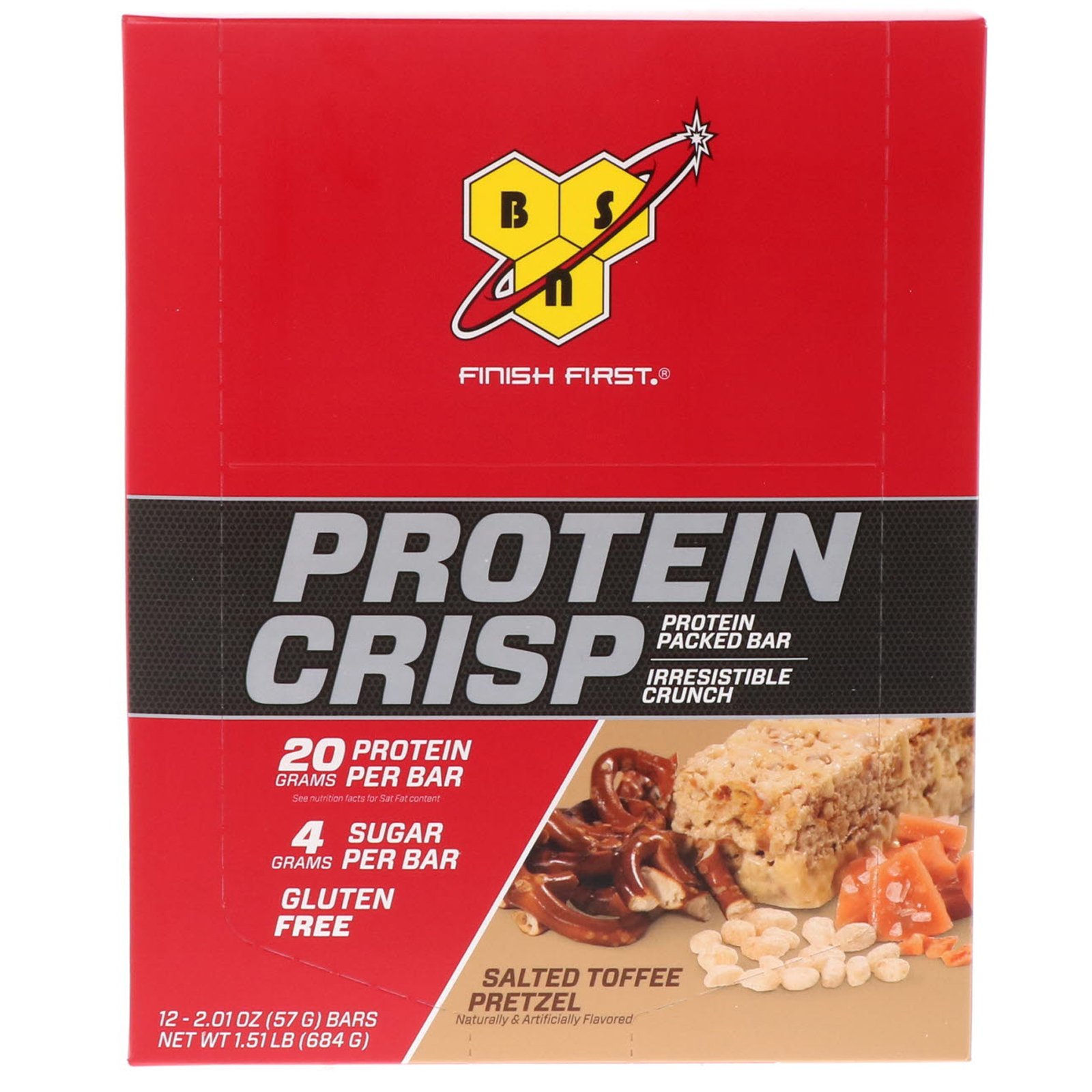 Comprar BSN, Protein Crisp, Barra Repleta de Proteínas, Pretzel de Caramelo Salgado, 12 Barras, 57 g (2,01 oz) - Imagem 2