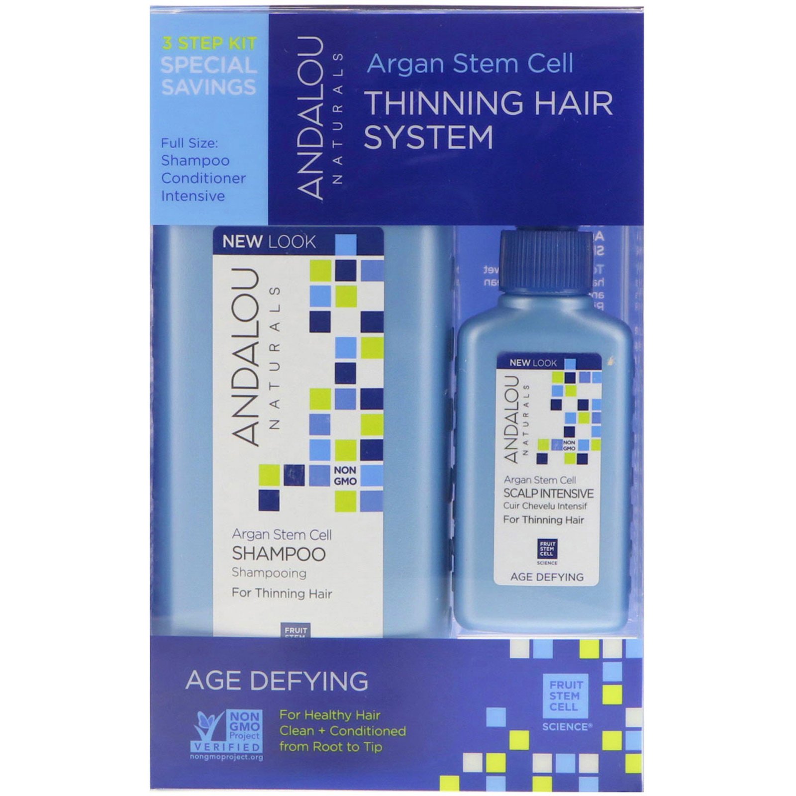 Comprar Andalou Naturals, Células-tronco de Argan, Tratamento para Queda de Cabelos, Rejuvenescedor, Kit com 3 Produtos - Imagem 2