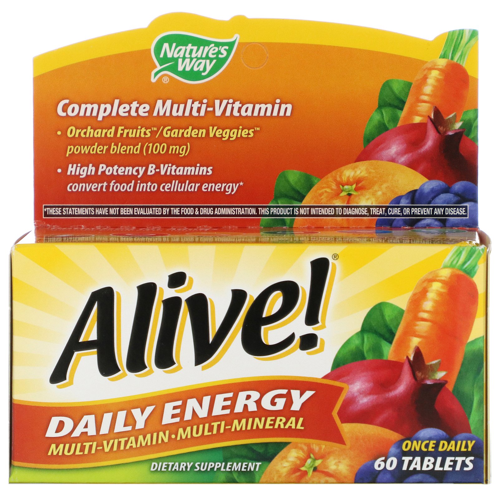 Comprar Nature's Way, Alive!, Daily Energy, Multivitamin-Multimineral, 60 Comprimidos