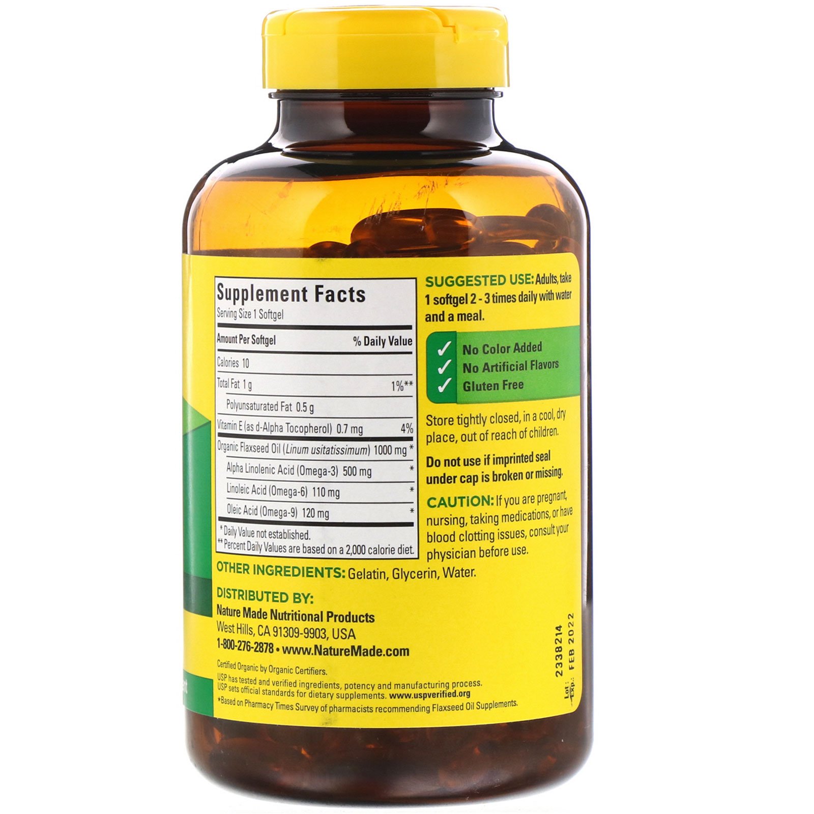 Comprar Nature Made, Óleo de Linhaça, 1000 mg, 180 cápsulas gelatinosas - Imagem 2