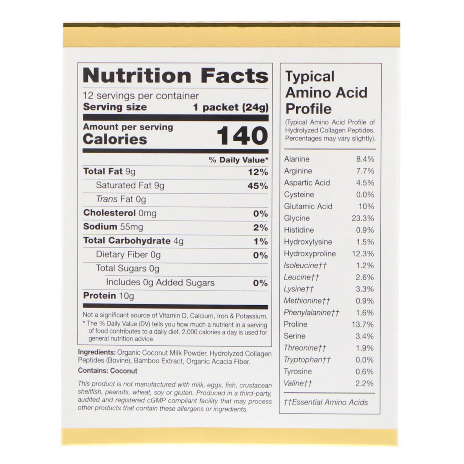 Comprar California Gold Nutrition, Superfoods, Creme de Coco com Colágeno, Sem Açúcar, 12 Pacotes de 0,85 oz (24 g) cada - Imagem 2