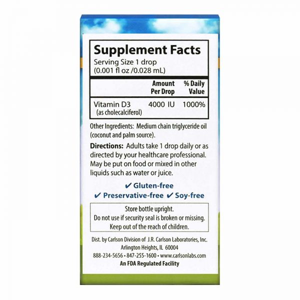 Comprar Carlson Labs, Vitamina D3 4000 IU por Gota - 365 Gotas - Imagem 4