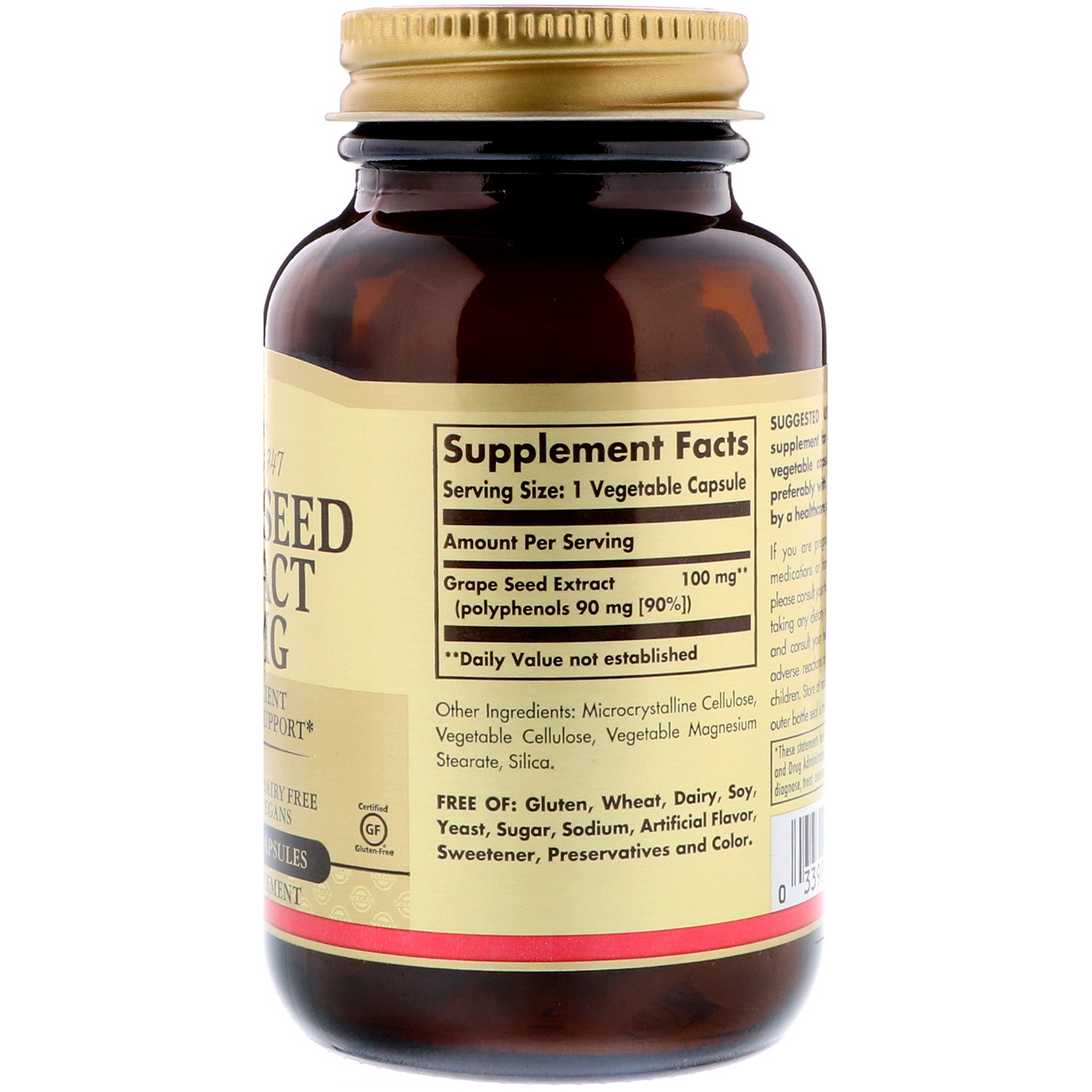 Comprar Solgar, Extrato de Semente de Uva, 100 mg, 60 Cápsulas Vegetais - Imagem 2