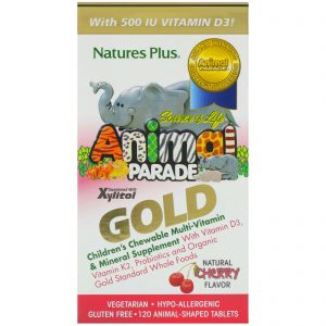Comprar Nature's Plus, Source of Life Animal Parade Gold, Suplemento Vitamínico e Mineral Infantil Mastigável, Sabor Natural de Cereja, 120 Comprimidos em Forma de Animal
