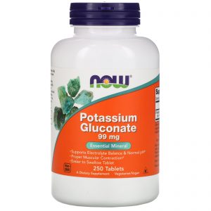 Comprar Now Foods, Gluconato de Potássio, 99 mg, 250 Comprimidos
