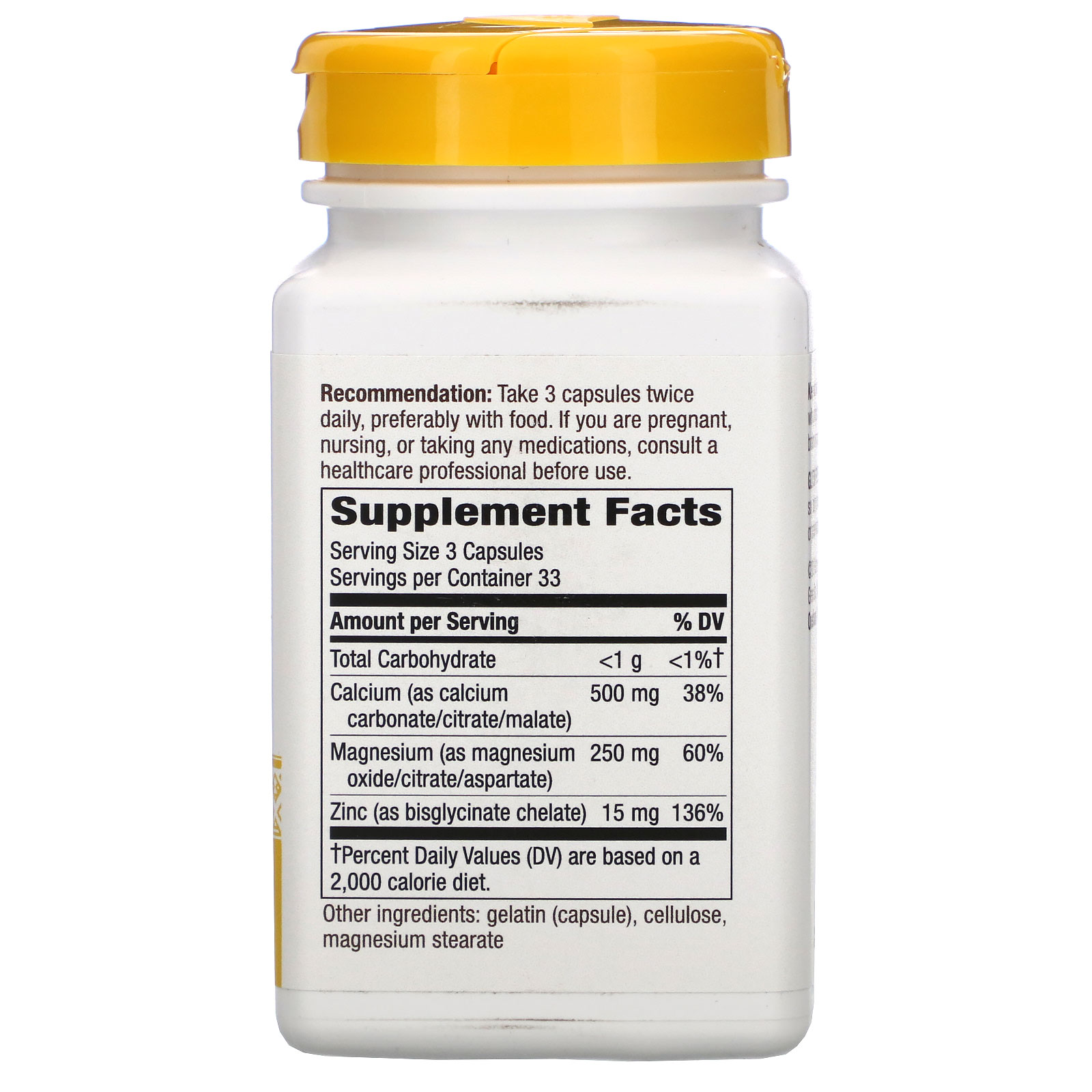 Comprar Nature's Way, Calcium Mag & Zinc Mineral Complex, 765 mg, 100 Capsules - Imagem 2