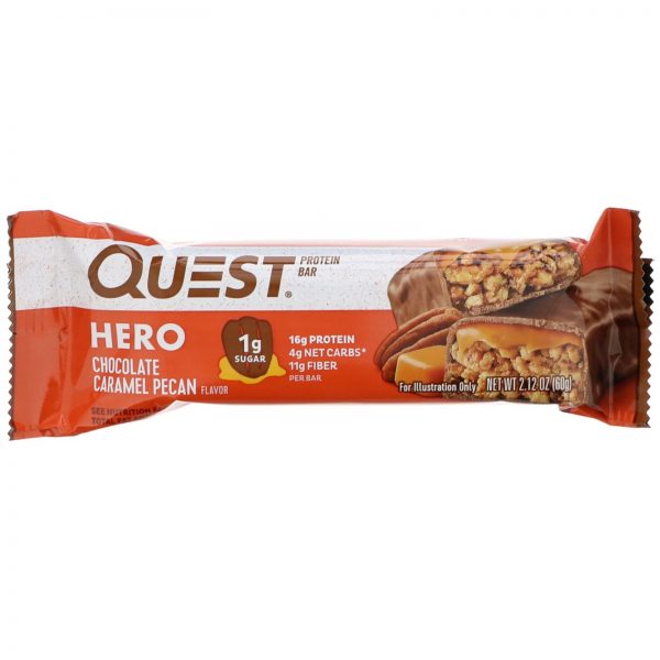 Comprar Quest Nutrition, Hero Barra de Proteínas, Noz-Pecã, Caramelo e Chocolate, 10 Barras, 60 g (2,12 oz) Cada - Imagem 4