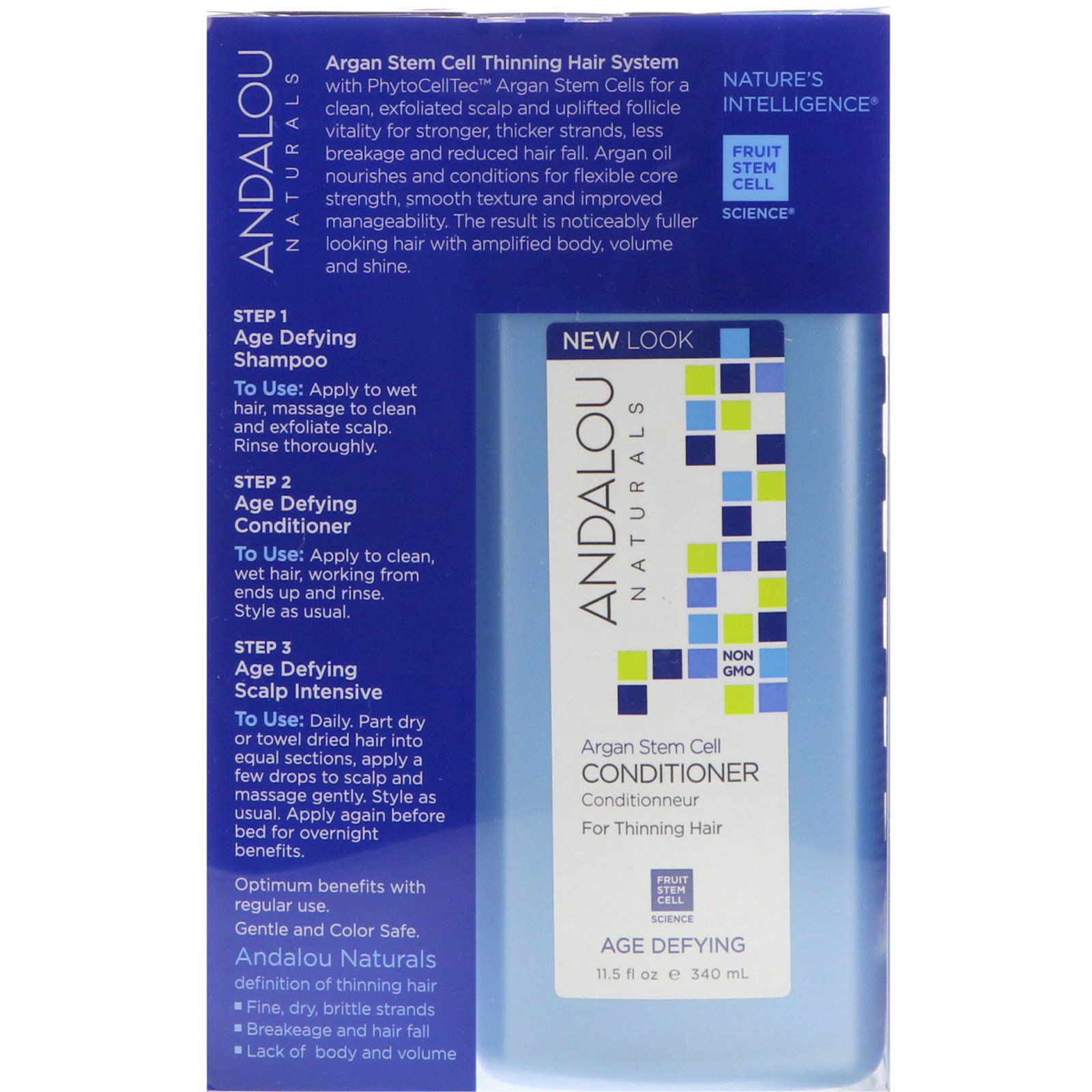 Comprar Andalou Naturals, Células-tronco de Argan, Tratamento para Queda de Cabelos, Rejuvenescedor, Kit com 3 Produtos - Imagem 3