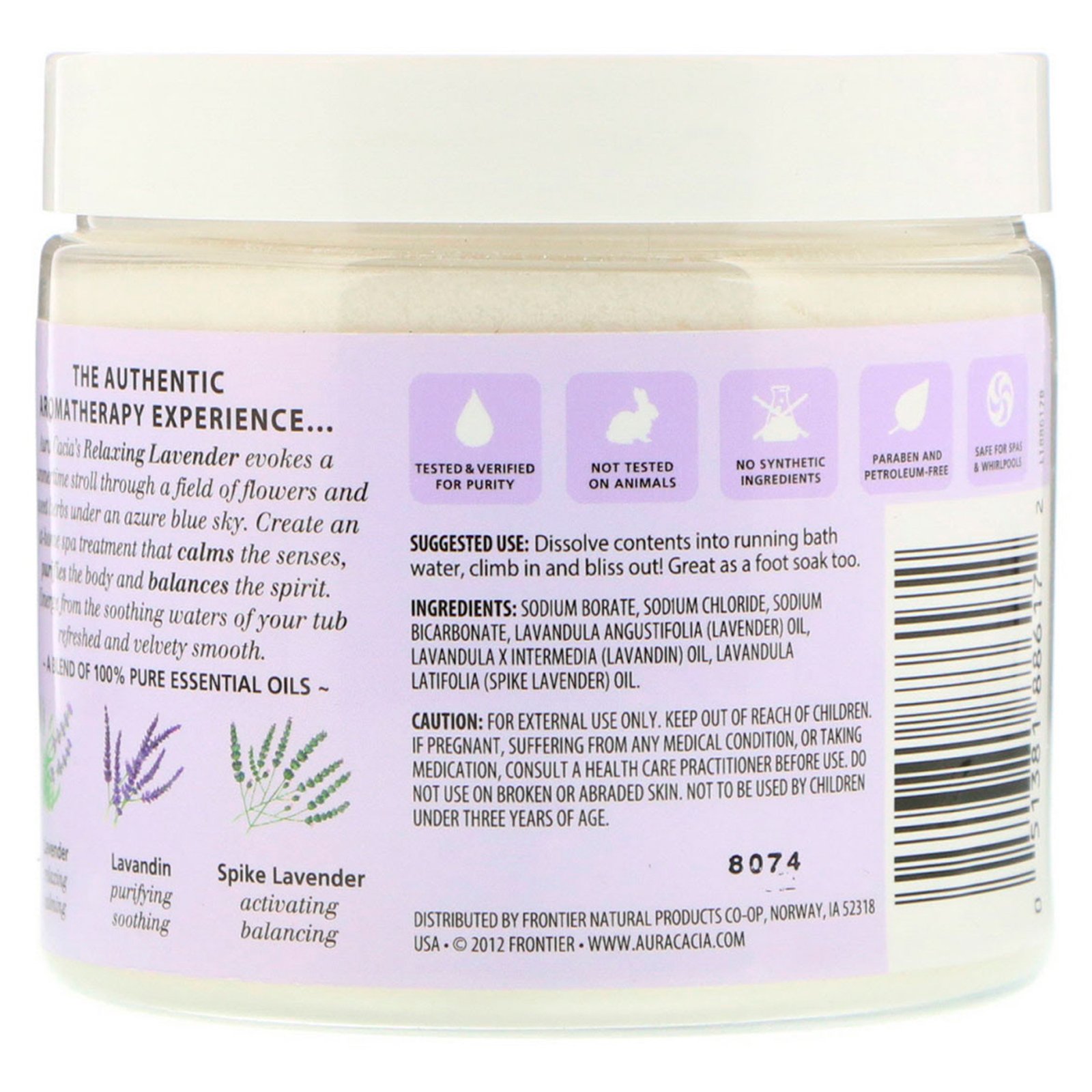 Comprar Aura Cacia, Banho Mineral de Aromaterapia, Lavanda Relaxante, 16 oz (454 g) - Imagem 2