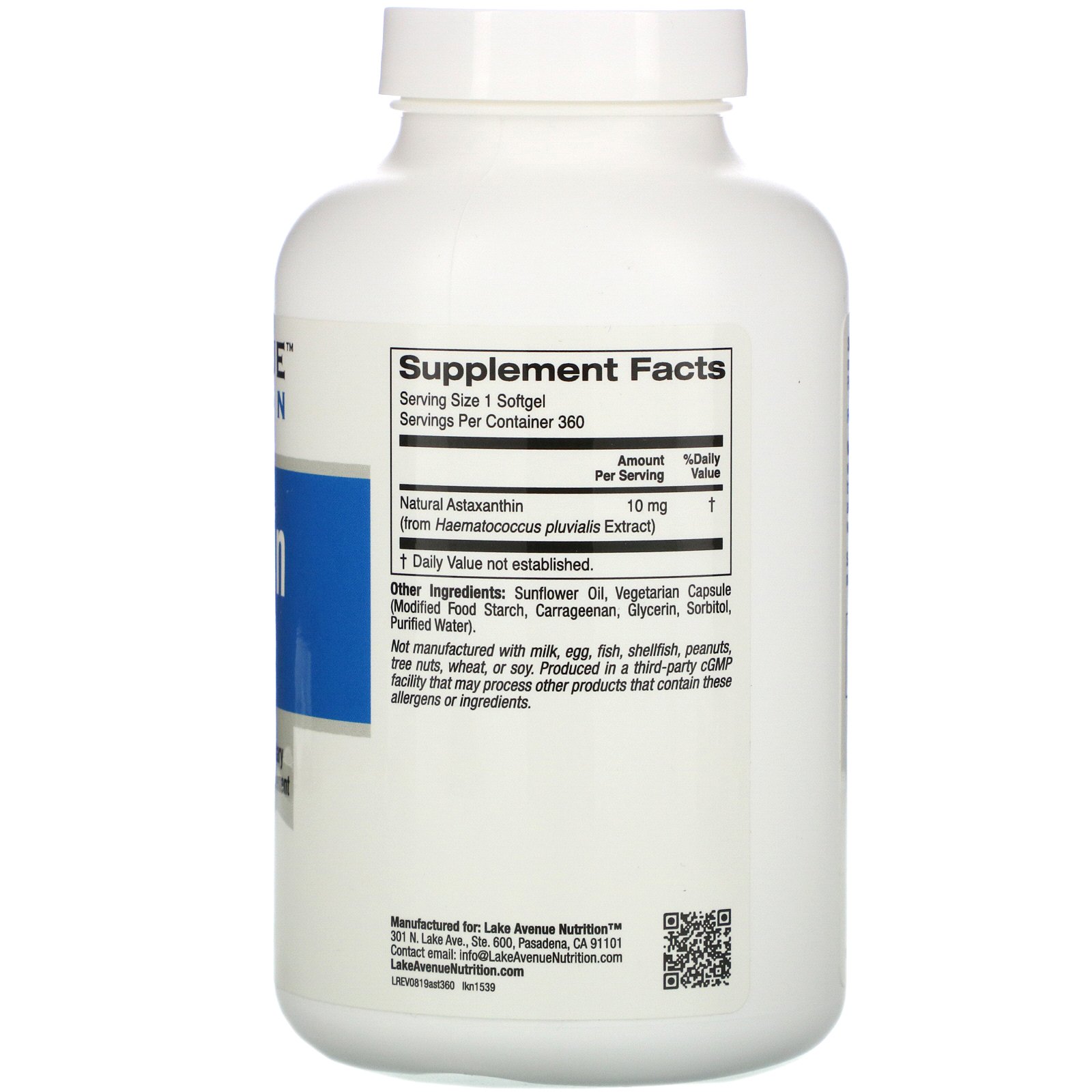 Comprar Lake Avenue Nutrition, Astaxatina, 10 mg, 360 Cápsulas Gelatinosas Vegetais - Imagem 2