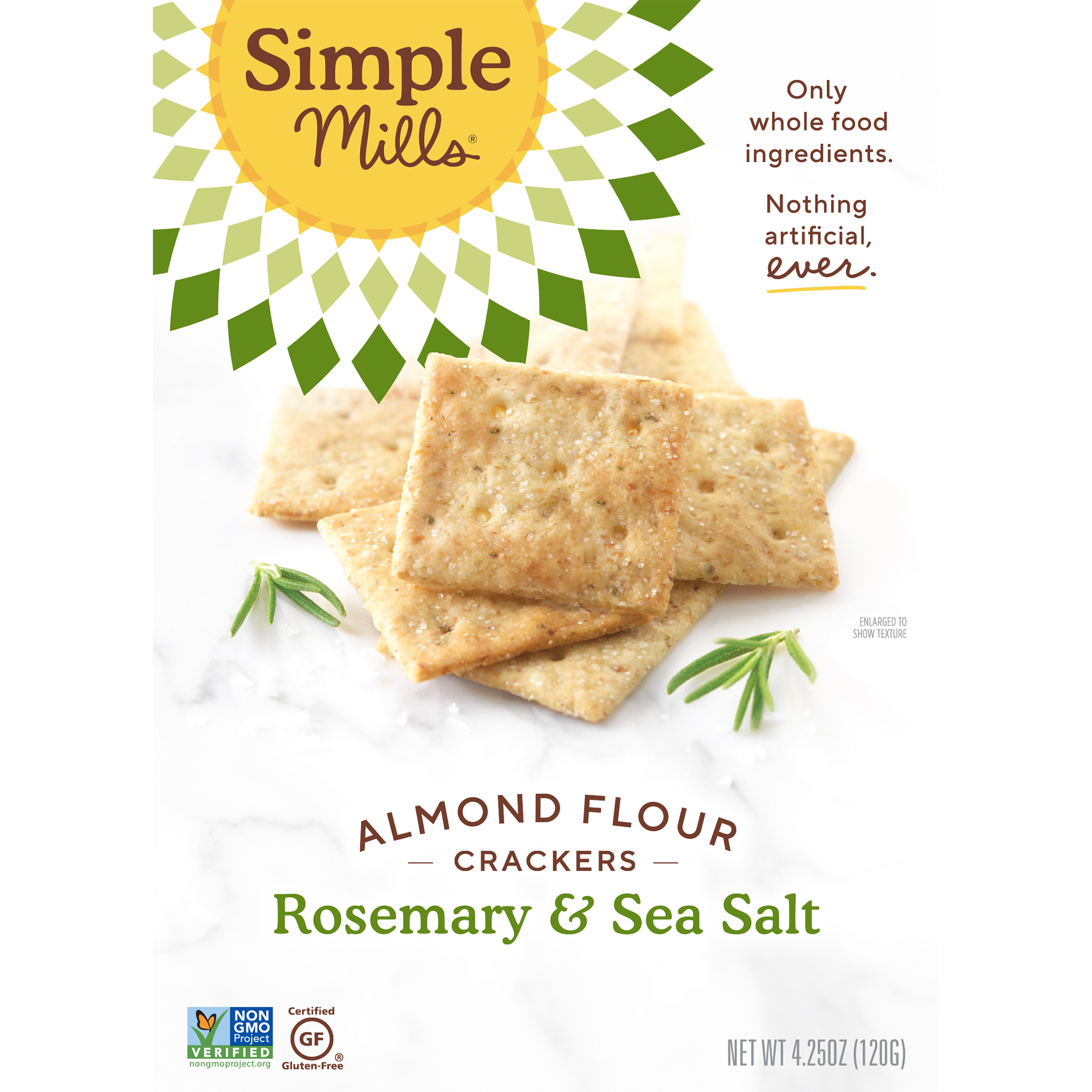 Comprar Simple Mills, Naturalmente sem glúten, Biscoitos de farinha de amêndoa, Alecrim e sal marinho, 4,25 oz (120 g)
