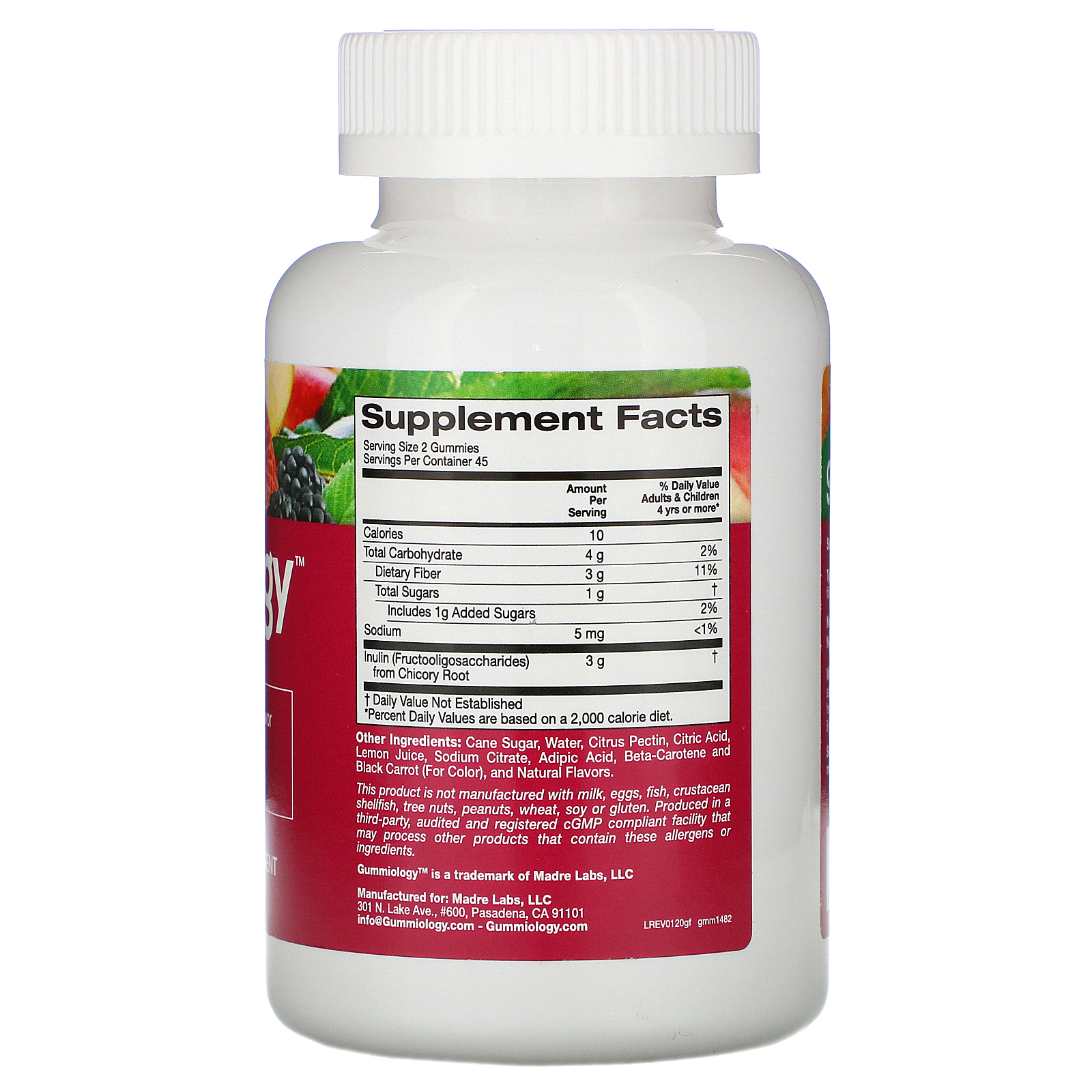 Comprar Gummiology, Gomas para Adultos, Fibras, Aromatizantes Naturais de Pêssego, Morango e Amora, 90 Gomas Vegetarianas - Imagem 2