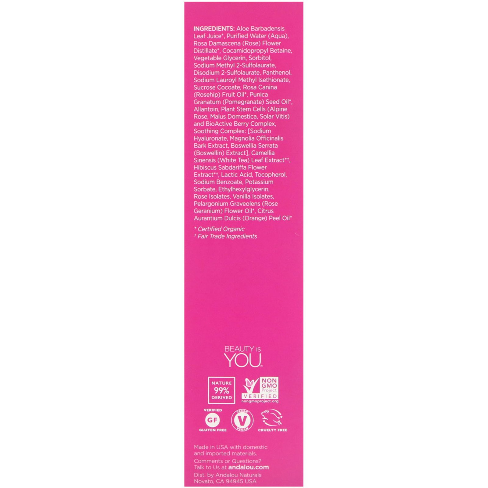 Comprar Andalou Naturals, Espuma de limpeza 1000 rosas, Sensível, 163 ml (5,5 fl oz) - Imagem 2