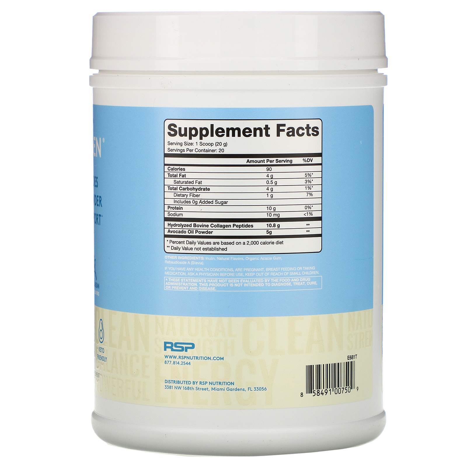 Comprar RSP Nutrition, AvoCollagen, Peptídeos de Colágeno e Óleo de Abacate em Pó, Fava de Baunilha, 14,1 oz (400 g) - Imagem 2