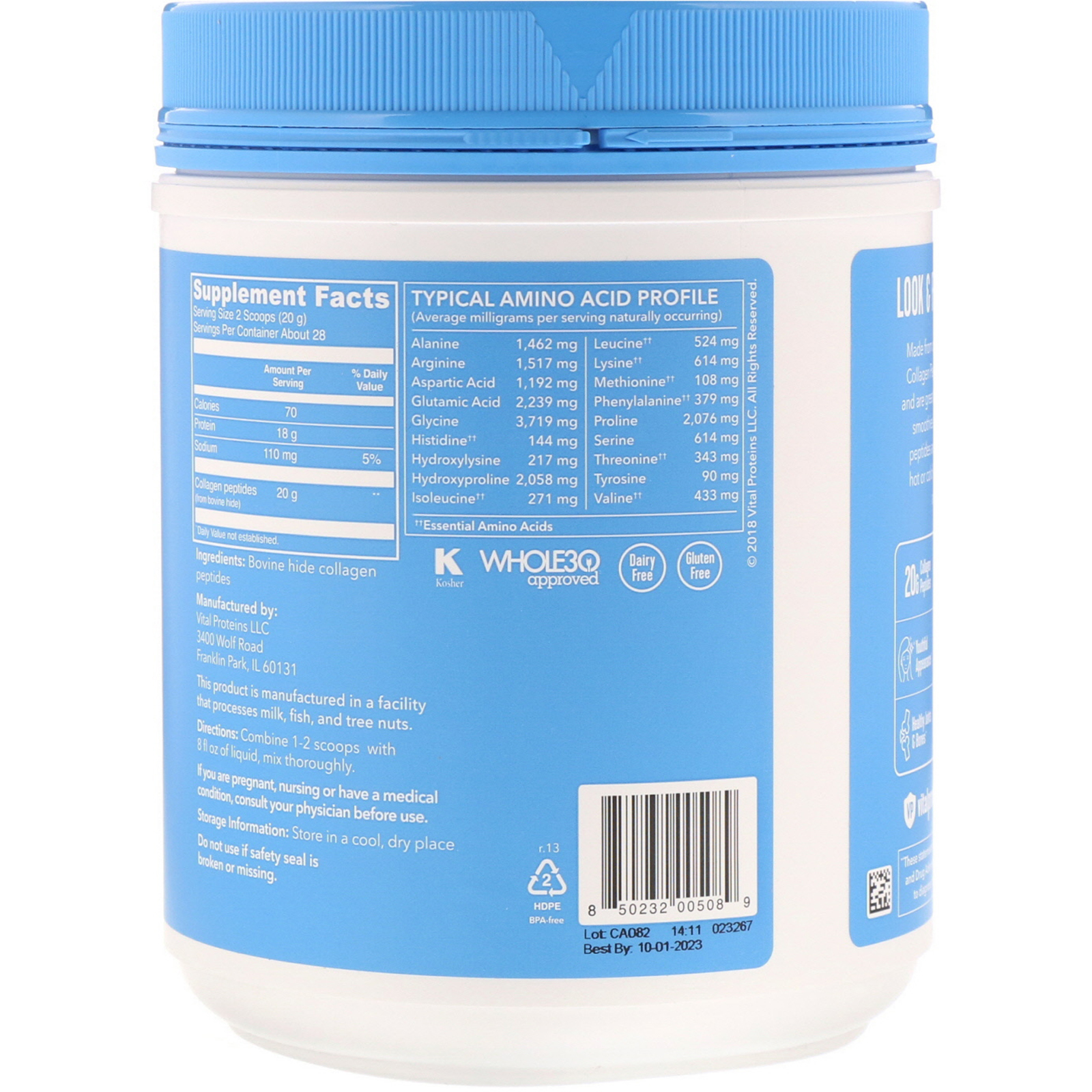 Comprar Vital Proteins, Peptídeos de Colágeno, Sem Sabor, 1,25 lbs (567 g) - Imagem 2